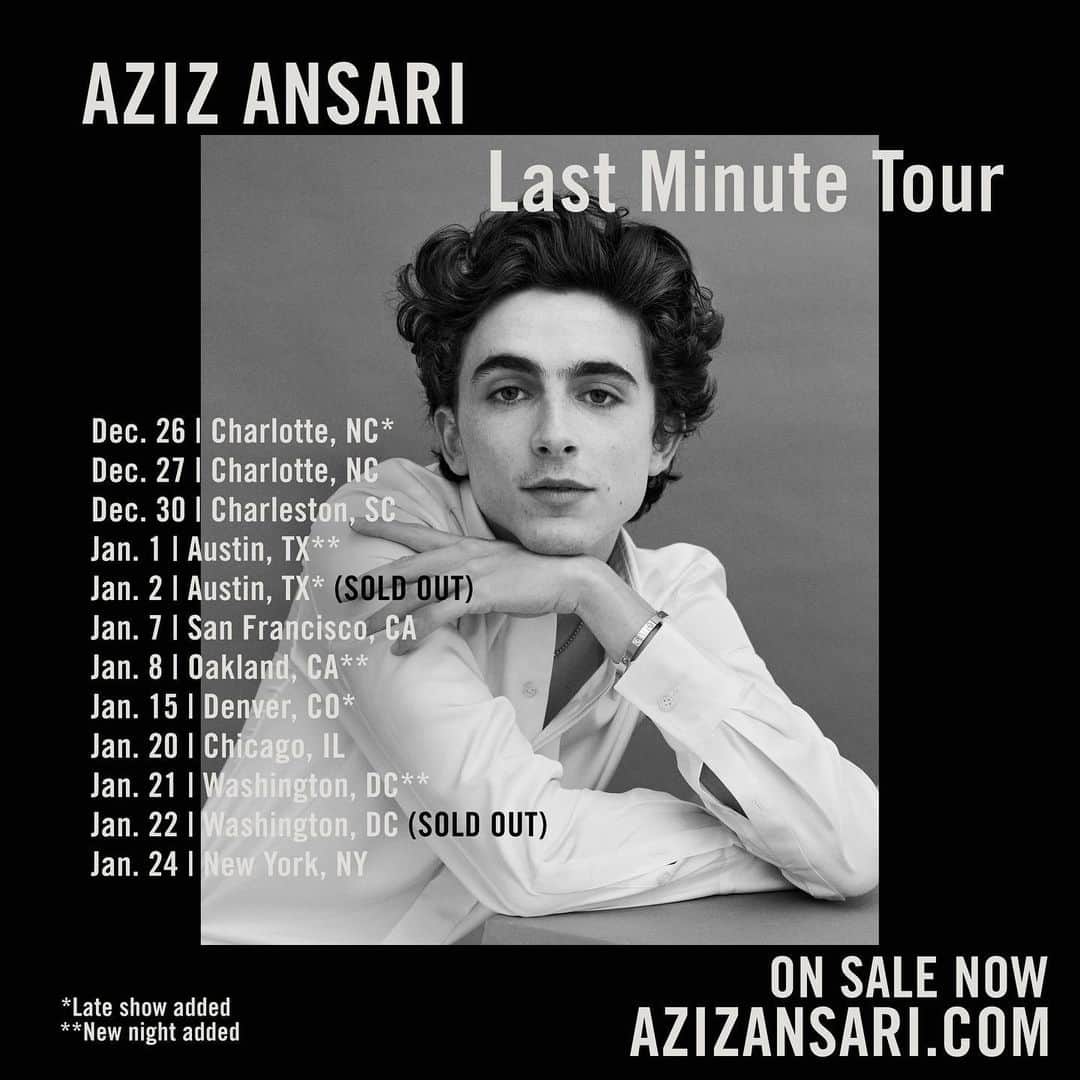 アジズ・アンサリのインスタグラム：「Last Minute Tour on sale now at azizansari.com. More shows just added!」