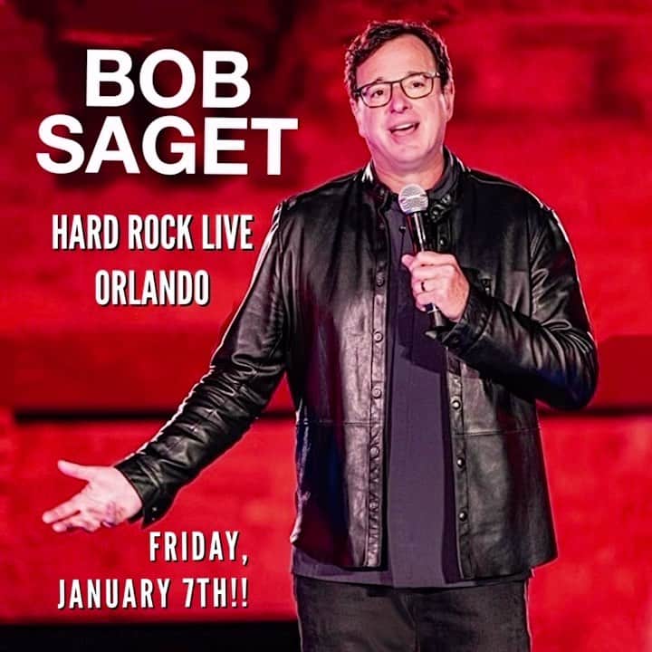 ボブ・サゲットのインスタグラム：「ORLANDO!! Comin’ back @hardrockorlando on Friday, January 7th!! (With a much more family friendly theme song.) Gonna be so much fun!!  Bring people you don’t fight with! Get tickets now at  👉 bit.ly/3IW4Hp6 Or at BobSaget.com」