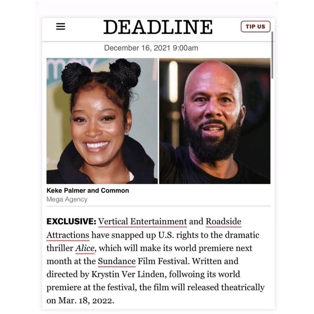 アリシア・ウィットさんのインスタグラム写真 - (アリシア・ウィットInstagram)「very proud to be a small part of this movie 🙌🏻 congratulations team Alice!! #alicemovie #kekepalmer #common #krystinverlinden #sundance2022」12月18日 7時01分 - aliciawitty