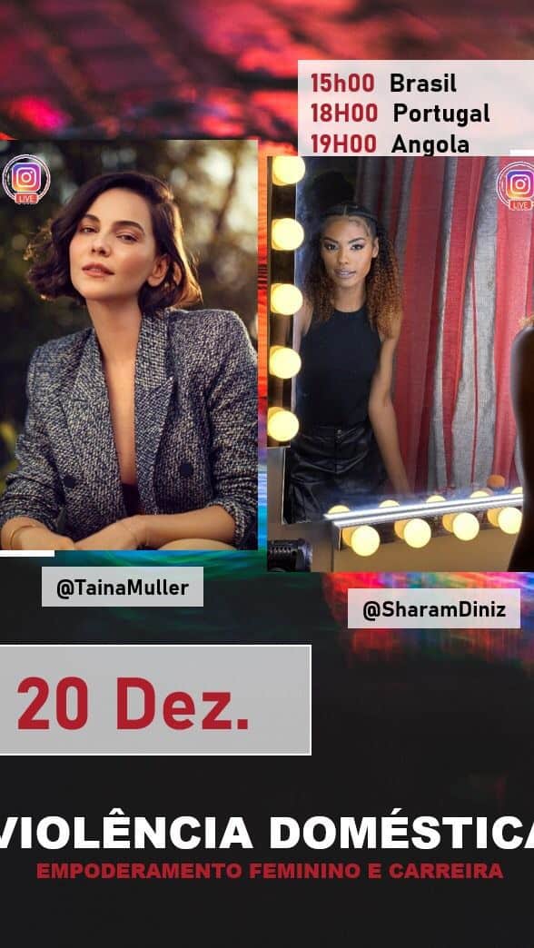 シャラム・ディニツのインスタグラム：「Com @tainamuller uma conversa descontraída sobre carreira profissional, empoderamento feminino e violência doméstica, uma vez que o aumento de vítimas neste ano de COVID foi maior e alarmante no mundo todo. Aproveitamos, partilhar que a 2a temporada de “Bom dia Verónica” @bomdiaveronicanetflix já está disponível na netflix. E torcemos desde já para que haja uma 3a 🤞🏾😉.」