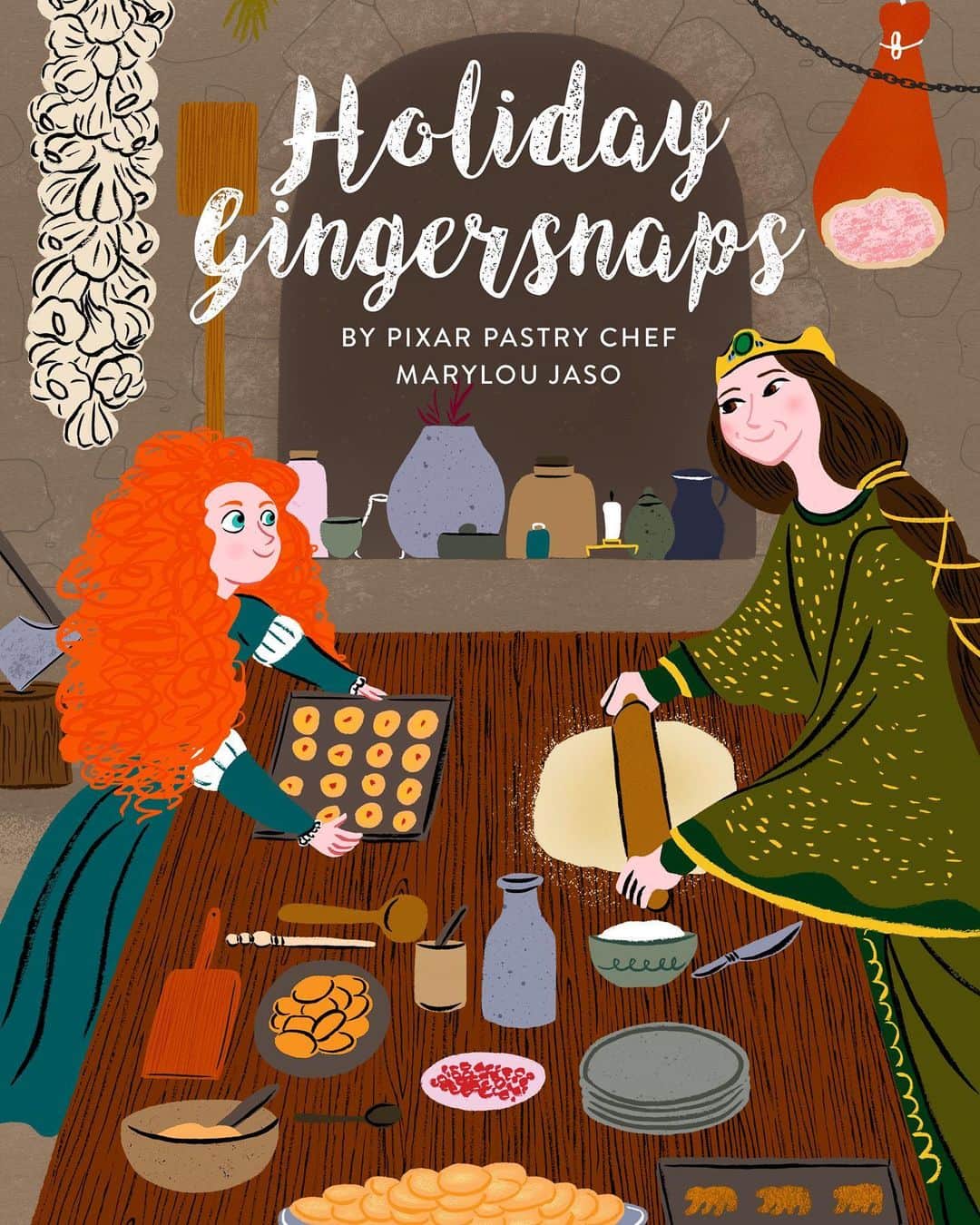 Disney Pixarさんのインスタグラム写真 - (Disney PixarInstagram)「Put your apron on and join Merida and Elinor in baking some delicious holiday gingersnap cookies! 🧑‍🍳🍪」12月23日 3時37分 - pixar