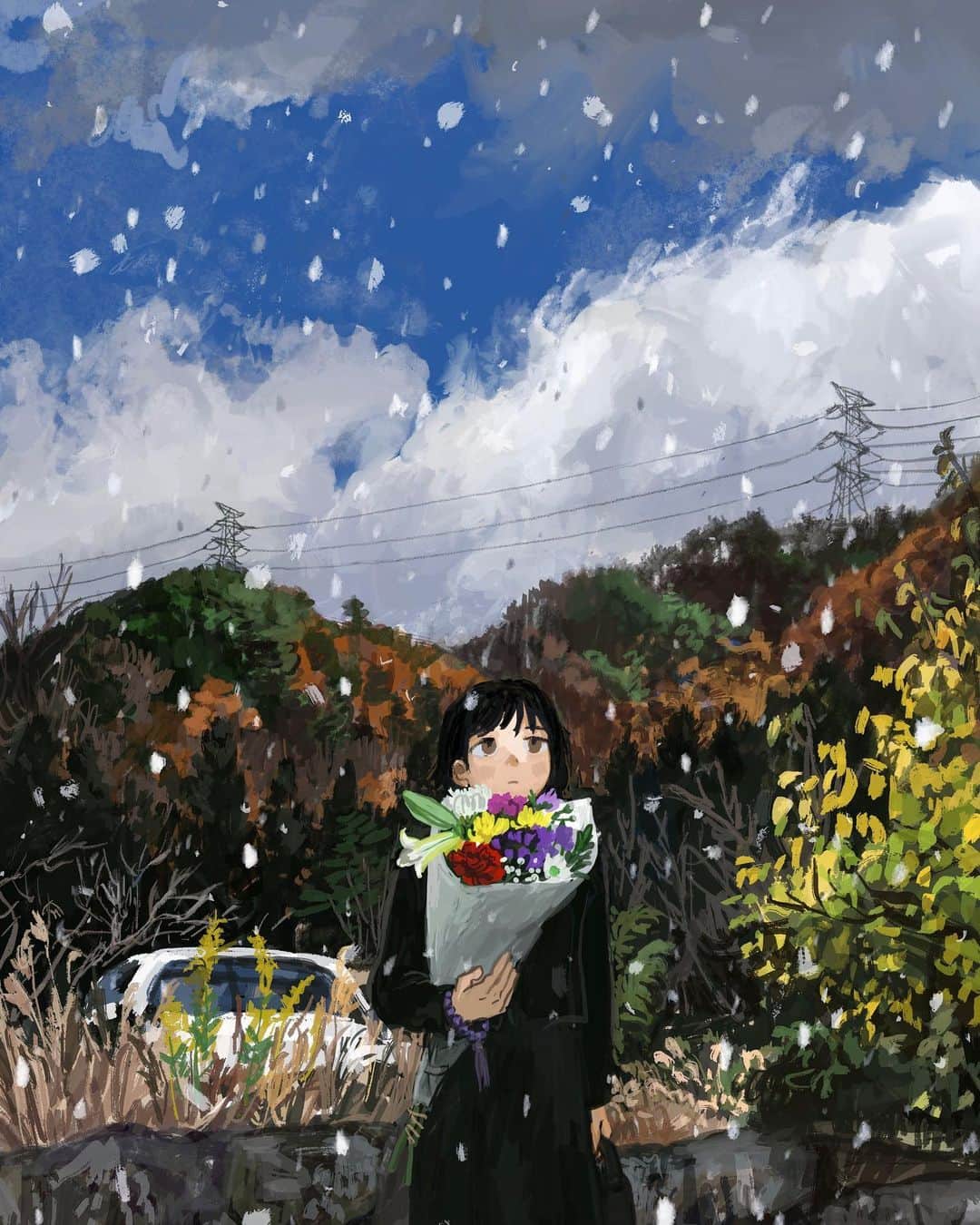 のインスタグラム：「法事の日 #illustration #procreate」