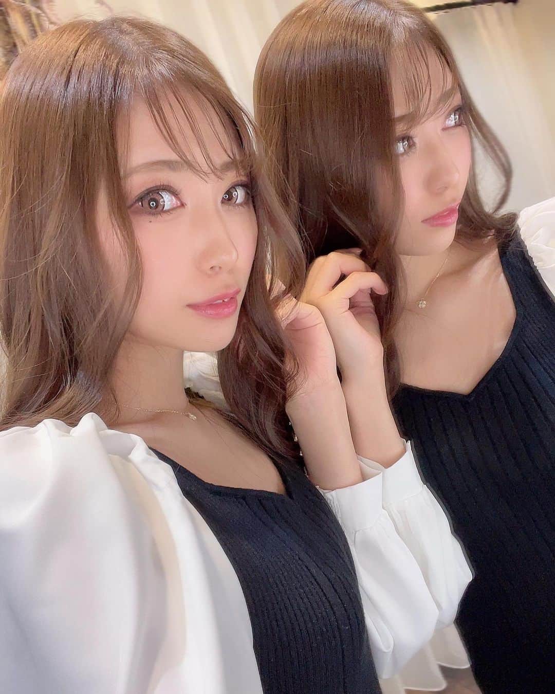 のインスタグラム：「. 🌷.* . #me #makeup #selfie  #鏡越し #年子ママ #美容室」