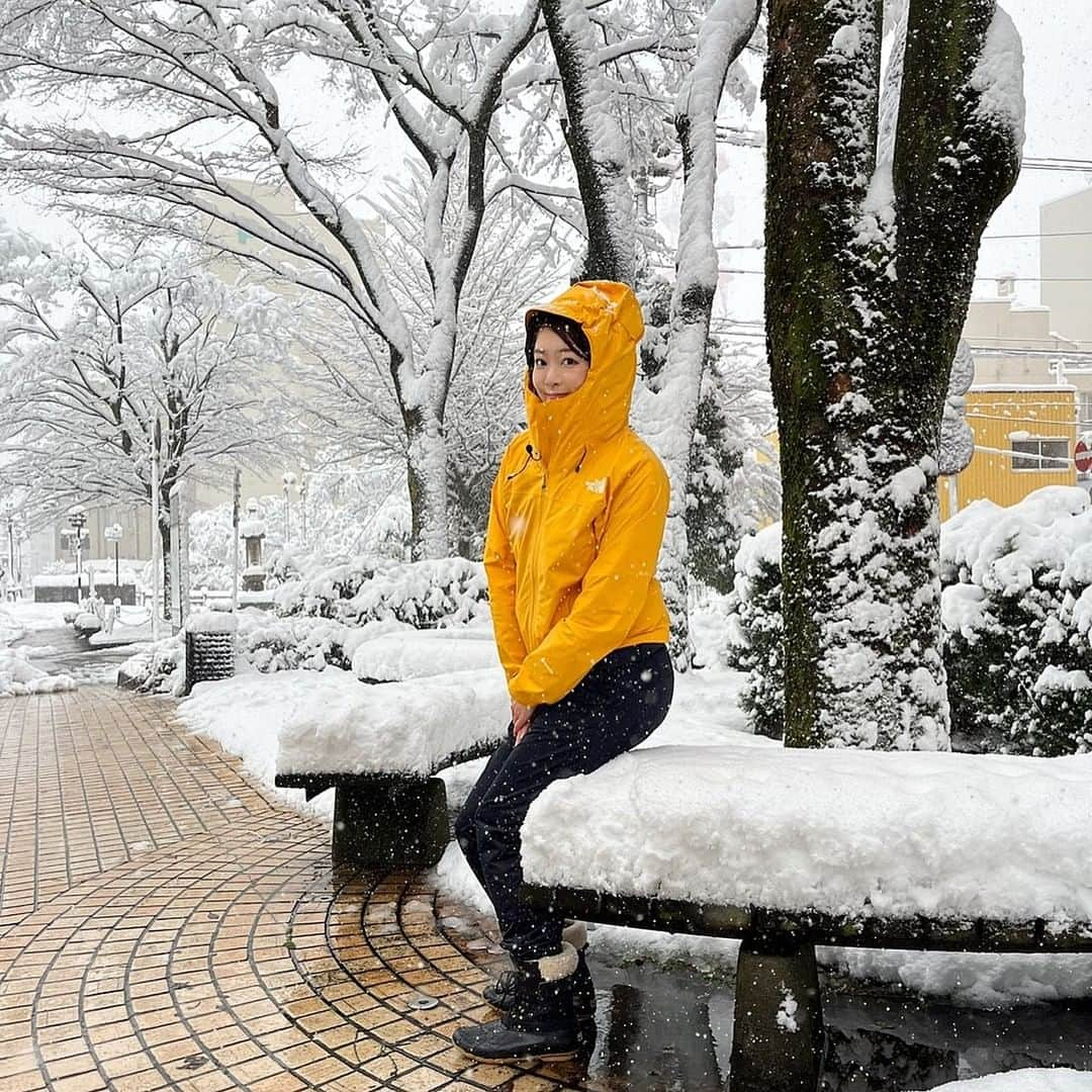 下村彩里さんのインスタグラム写真 - (下村彩里Instagram)「また一段と寒くなりましたね🥲❄️🧣  先週は 富山、新潟を取材しました。 昨シーズンの記録的な大雪からちょうど1年。 みなさん早めに除雪作業を行ったり、万が一に備えて食糧を買いだめしておくなどして、対策を徹底されていました。  今日も日本海側を中心に雪が降っていて、 断続的に雪が降る北日本や、北陸では、強まる雪や吹雪に警戒が必要です。❄️  #寒さ と#大雪 にくれぐれも気をつけてお過ごしください🙇‍♀️  #富山 #新潟　の #取材や中継 では #黄色　の #防水 #ジャケット の中に #2枚の #ダウンコート　を #忍ばせていました 🤭 #5枚目  #カメラも #傘をさして #雪宿り　☃️🥶  #テレビ朝日#報道ステーション#寒さ対策#雪#雪取材#下村彩里」1月18日 17時18分 - sairi.shimomura_ex