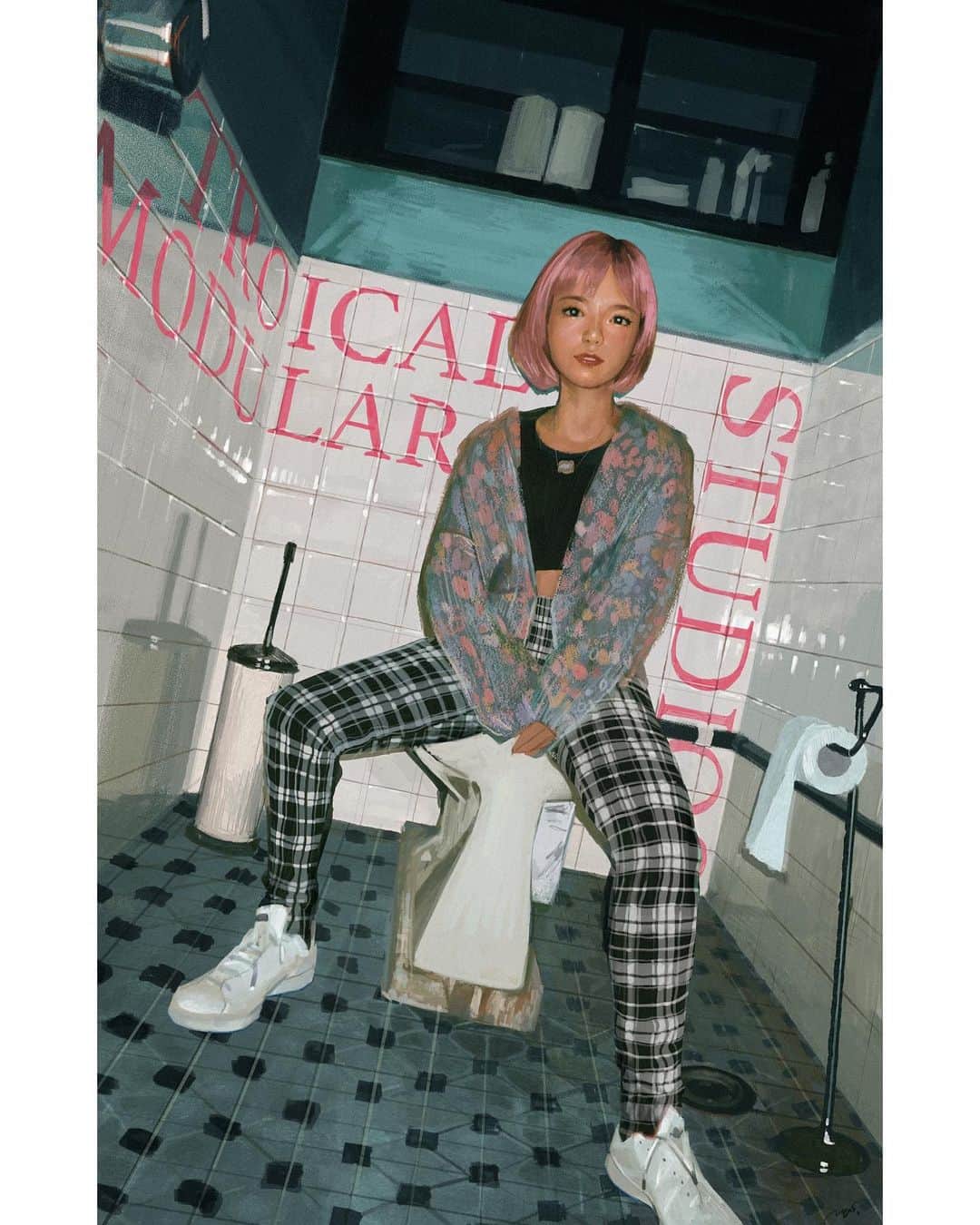 雪下まゆのインスタグラム：「🖋 @tropical_modular_club  model: @frankieparis   モデルをしてくれた FRANKIE PARIS × LEF!!!CREW!!!のコラボレーションシングル「Hot Gyal」がリリースされています❤️‍🔥❤️‍🔥  最高に強くて可愛いので 聴いてみて下さい❤️‍🔥  #art #illustration #illust #artwork」