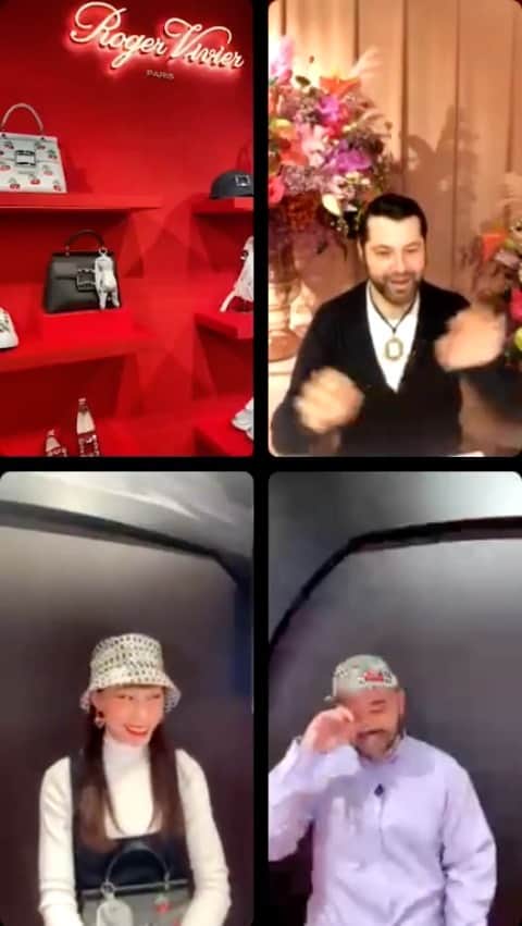 マドモアゼル・ユリアのインスタグラム：「昨日のIGライブの動画です🍒🐰❤️‍🔥  ＜Roger Vivier/ロジェヴィヴィエ＞ 「Cherry’ｓWink」ポップアップストア Opening Day IGLive  伊勢丹新宿店で、ロジェ ヴィヴィエ 2022年春夏コレクションポップアップCherry’s Winkが昨日からスタートしました🍒  オープニングを記念して、クリエイティブ・ディレクター ゲラルド・フェローニ(@gherardofelloni )と東京の友人であるDJ・着物スタイリストのマドモアゼル・ユリア(@mademoiselle_yulia )、デザイナーTOMO KOIZUMI(@tomo_koizumi )がインスタライブでトーク。  @rogervivier rvivier #rogervivier #isetanluxury」