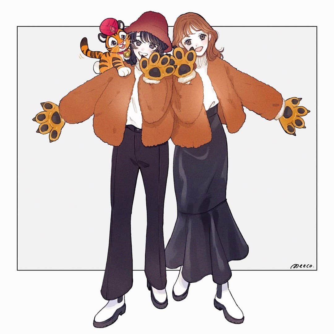 みーこさんのインスタグラム写真 - (みーこInstagram)「🐯✨  来年は寅年なので…🥰 新しいイラストはおそらくこちらで今年最後になると思います。 (まとめ投稿などはするかもしれません)  年の瀬に色々とお騒がせすることもありましたが、来年もまた新しいことなど挑戦していきたいと思います！  今後ともよろしくお願いいたします🙇‍♂️ 良いお年をお迎えください🎍✨  #イラスト #イラストレーター #イラストグラム #ファッション #ファッションイラスト #コーデ #ディズニー #ファンアート #女の子イラスト #冬コーデ #illustration」12月28日 21時51分 - meecosme