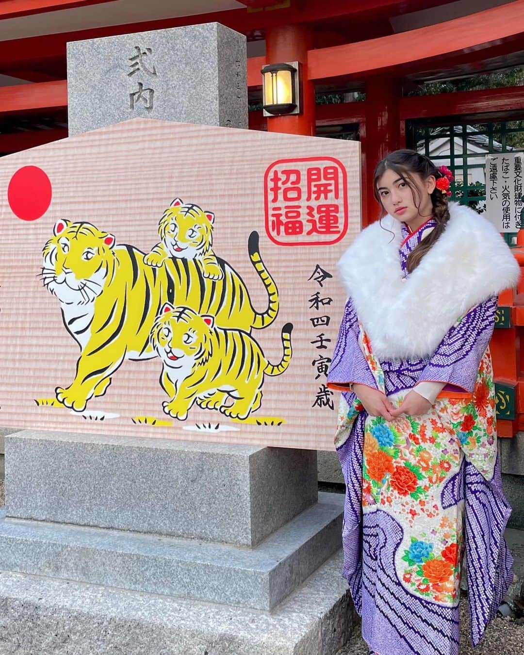 りりあさんのインスタグラム写真 - (りりあInstagram)「ʜᴀᴘᴘʏ ɴᴇᴡ ʏᴇᴀʀs!!  新年あけましておめでとうございます。 もっと成長できるように今年も頑張るので応援お願いします。 皆様にとっても良いお年になりますように...  #お正月 ＃寅年 #newyears #happynewyear #2022 #元旦 #振袖 #着物 #kimono #kimonogirl」1月1日 17時19分 - lilliakarina