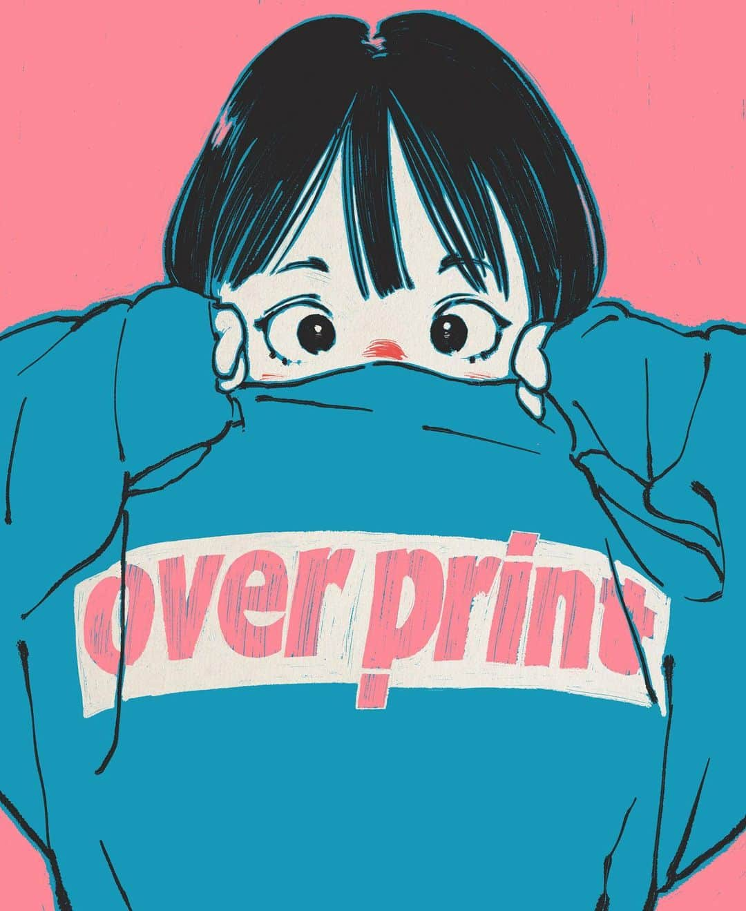 古塔つみさんのインスタグラム写真 - (古塔つみInstagram)「OVER PRINT (ん)  #モデル #イラスト #イラストレーション #ペン画 #漫画 #落書き #スケッチ #illustration #マンガ #まんが #ドローイング #portrait #ポートレート #絵 #線画 #art #drawing #painting #sketch #anime #paint #illustrator」1月1日 21時36分 - cotoh_tsumi