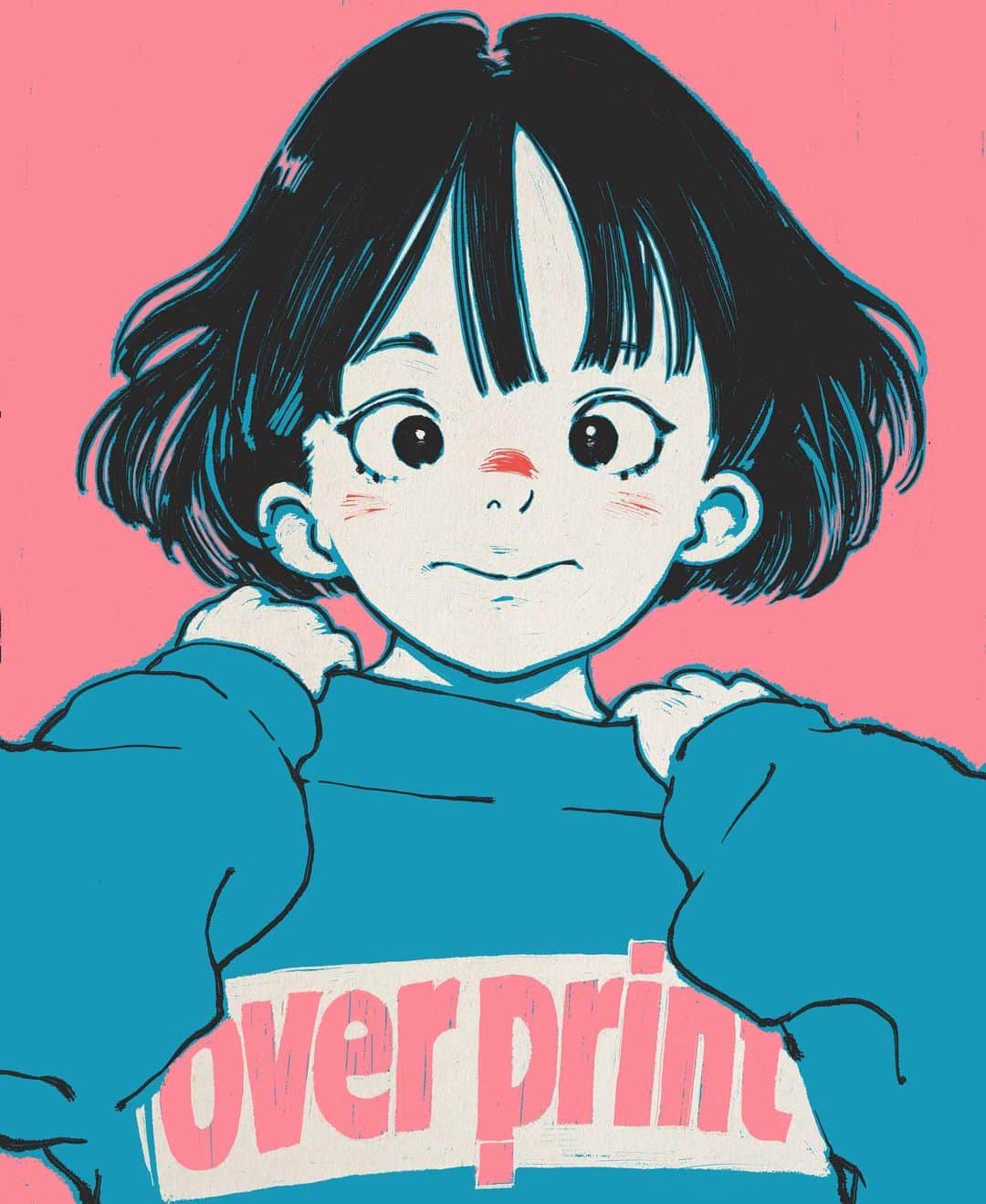 古塔つみ OVERPRIN キャンパス作品　アート 古塔つみ × over print】シルクスクリーン作品によるアート展示