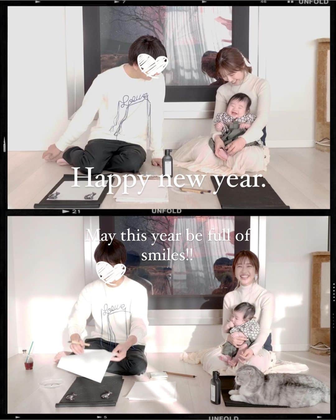 のインスタグラム：「新年あけましておめでとうございます🎍✨  謹んで新年の挨拶を申し上げます🌅 いつもSNSを見てくださりコメントくださる皆様には感謝の気持ちでいっぱいです☺️🙏💕  写真は、YouTubeの新年ご挨拶動画のワンシーンなのですが…私と息子の笑った顔が似てきて嬉しくなった二枚👶✨笑  2021年は、30歳になり、妊娠出産を経て、 のびのびと自分らしく過ごせたように感じてます。 お仕事を始めてからの14年間を振り返り、 自分の得意なところ、苦手なところを改めて見つめ直した年でした☺️  2022年は、母業、妻業、お仕事の両立を探る一年になるんだろうなと思いますが、心の余白は無くさぬように、焦らずゆっくり、思いやりの気持ちと持って、笑顔絶やさぬ一年にしたいと思います♡  本年も、みなさまの健康とご多幸をお祈り申し上げます✨⛩  今年も、家族共々どうぞよろしくお願いいたします🥰！  #新年　#ご挨拶　 #あけましておめでとうございます」