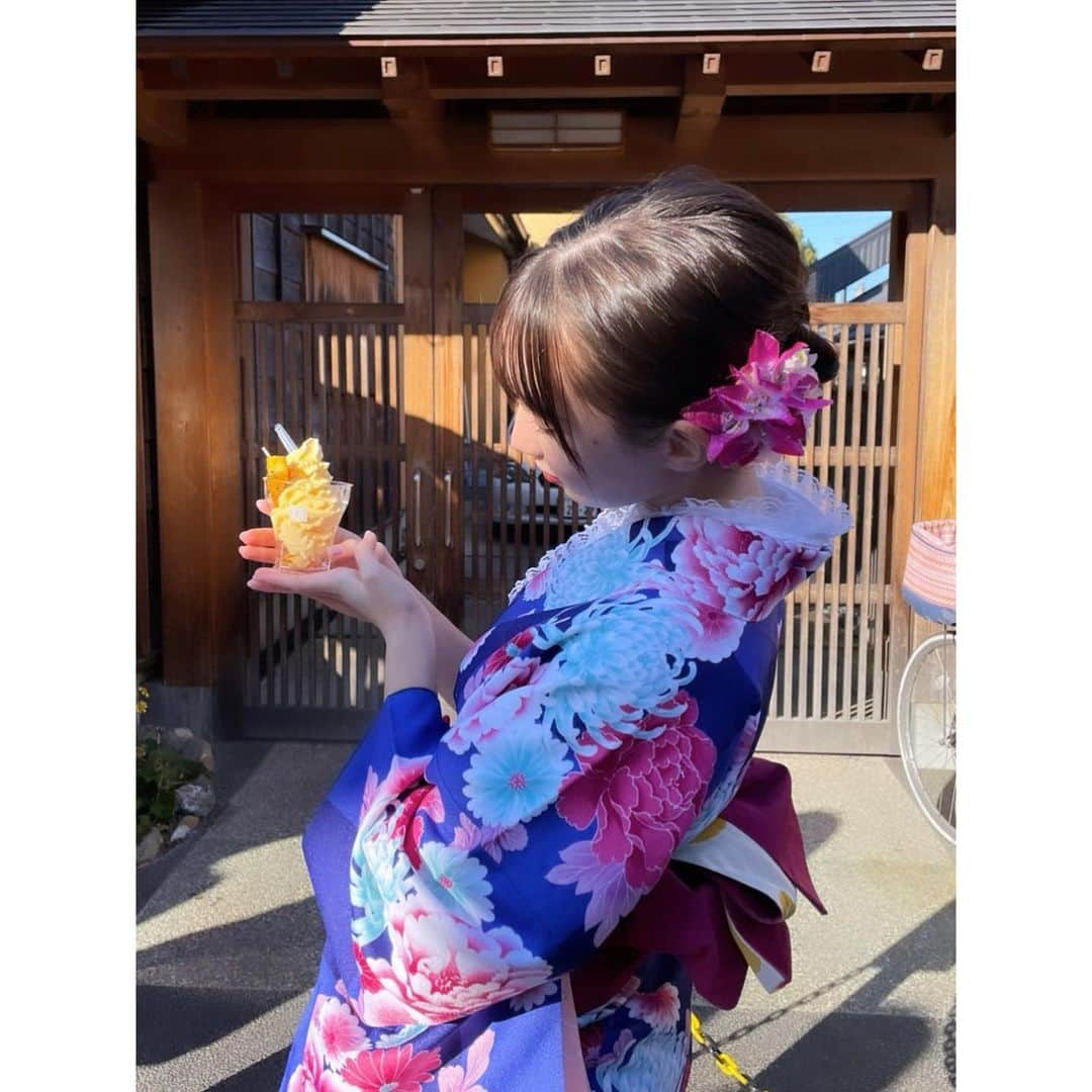 神谷侑理愛さんのインスタグラム写真 - (神谷侑理愛Instagram)「川越で食べ歩き🍹 ⁡ なぜか着物は毎回青っぽいものを選んでしまう、、🌏 美味しいもの沢山食べれて大満足ですっ。笑 ⁡ ⁡ #川越 #小江戸 #着物 #着物ヘア #川越巡り #川越散策 #川越食べ歩き #川越グルメ #川越市 #着物レンタル #着物コーディネート #着物コーデ #着物女子 #高校生 #jk #jkブランド #sjk #jk2 #jkの素敵な思い出」1月3日 20時55分 - yuria_kamiya