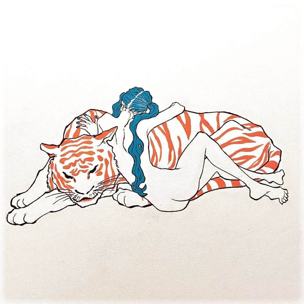 NAKAKI PANTZのインスタグラム：「強くて美しい子だね  -----  @tresol_jp にお招きいただき、グループ展『干支展 虎の巻』にアナログ作品を一点描き下ろしを展示していただいております🐯 素敵なアーティストさんばかりなので、是非ご覧ください！  ----- 2022年干支は「寅」 今回は12人のアーティストをお招きし、虎を題材とした描き下ろし作品を展示致します。 1/7(金)には新年会パーティもありますので是非とも音楽と共に作品もお楽しみください。 ------------ 干支展　虎の巻 会期:2022/1/2(日)-1/10(月) 営業時間:18:00-5:00  参加アーティスト(五十音順) witness @mitne5  OK!i!N @o_k_i_n  鎌田かまを @kamaeri0326  toyameg @_toyameg_  TOKIWA 02 @iva_tokiwa02  NAKAKI PANTZ @nakakisan  HAQ @haq_nzm  Pirako @pirachuns03  BEY @beytaro_0912  bebeeri @bebeeri_  村上信理 @shinri_murakami  LID BREAK @lid_break   干支展　虎の巻　新年会パーティ 2022/1/7(金) START:20:00 🎍人生2回目のDJします(小声)  #illustration#art#artworks #イラスト#絵#アート」
