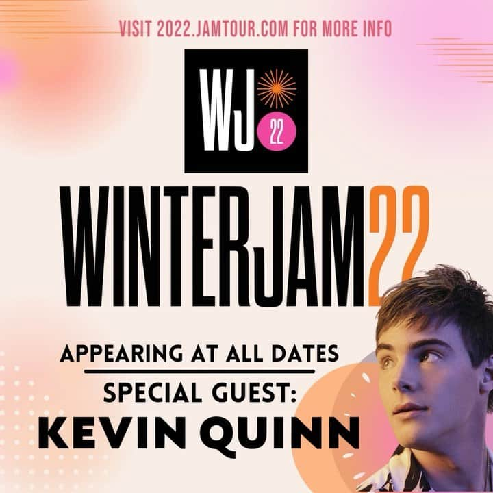 ケビン・クインのインスタグラム：「I am so honored to announce that I’m hitting the road for #WINTERJAM22 and cannot wait to finally perform my new music for you guys! Tour kicks off this Friday and as always is $10 at the door. Visit 2022.JamTour.com for dates and details and remember to show up when doors open. I’ll be on stage early and I’ll also be around to meet everyone at the merch booth at the end of each night. See you guys there!」