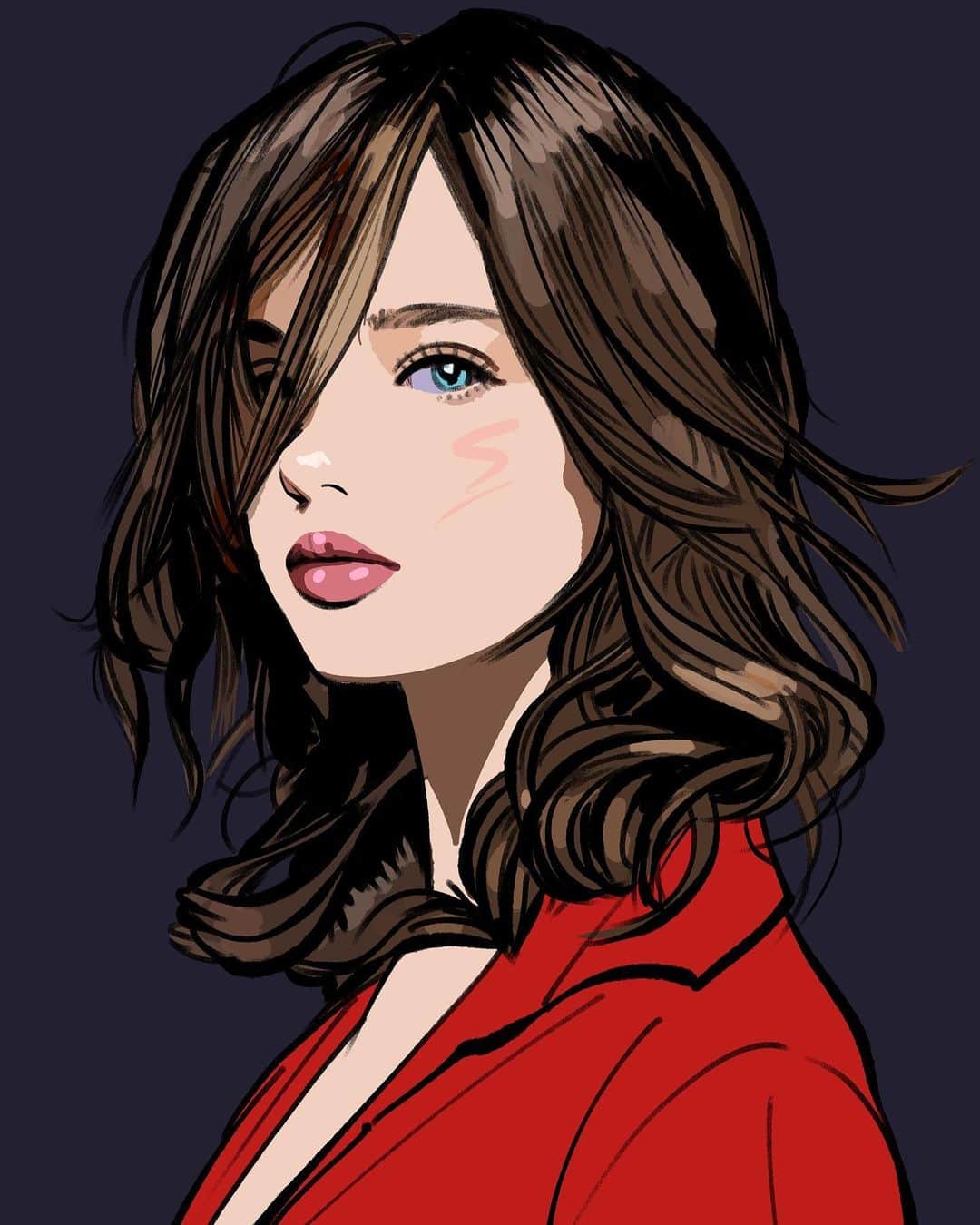 のインスタグラム：「『美しいひと』  #イラスト #イラストレーション #illustration #portrait #art #drawing #prettywoman」