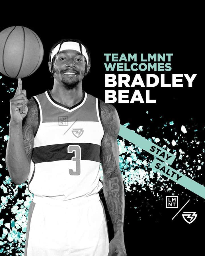 のインスタグラム：「Three-time NBA All-Star and NBA Community Assist Award Winner Bradley Beal is officially Salty.⚡️  We’re teaming up to bring truly healthy hydration to athletes, fans, and families. That means hydration with no sugar or artificial junk (i.e. no neon coloring), and lots of tasty electrolytes, specifically salt.  To learn more about this game-changing partnership, (and send free electrolytes to the heroes in your life) head to the link in bio: drinklmnt.com/beal.  Our work together is only beginning: Stay Humble. Stay Hungry. #StaySalty」