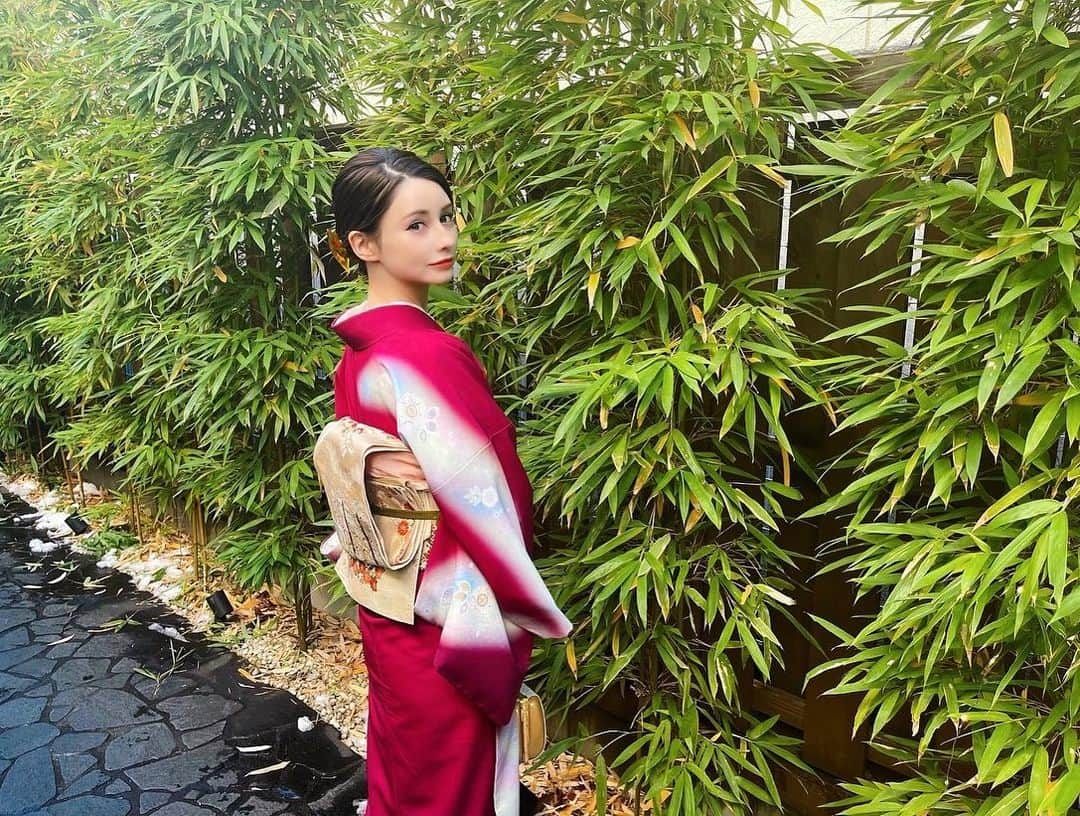 ダレノガレ明美さんのインスタグラム写真 - (ダレノガレ明美Instagram)「シンプルな薄ピンクと迷い 年始なので華やかにいきたく、 普段なかなか着れない赤紫に...👘 代わりに髪型は大人っぽく、 後毛なども出さずに綺麗にまとめ髪にしました！ 成人式の時に購入した着物も綺麗だからいつか着たいな✨  #赤リップ」1月7日 21時00分 - darenogare.akemi