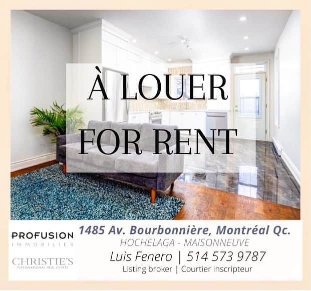 ルイス・フェネロのインスタグラム：「✨À LOUER | FOR RENT ✨  📍1485 Av. Bourbonnière, Montréal Qc. 🛏 3 🛁 1 💲1,550$ par mois | per month  - Centris No. 10981544  ☎️ 514 573.9787  N’hésitez pas à me contacter pour organiser une visite.   Please do not hesitate to contact me to organize a visit.  -FR-  Bel et spacieux 5 1/2.  Appartement au rez-de-chaussée d'un triplex complètement rénové.   Espace aire ouverte avec 3 chambres fermées dont beaucoup de rangement.   Cours avant et arrière.    Stationnement extérieur disponible sur demande avec coût supplémentaire |100$ par mois.   Situé au sud de la rue Bourbonnière à proximité de la rue St-Catherine, de la rue Ontario et de la place Valois.   LOCALISATION & PROXIMITÉ  - Épiceries, boulangerie et cafés.  - Rue Ontario | commerces.  - Marché Maisonneuve.  - Station de métro Joliette à proximité.  - Pistes cyclables, stations Bixi et Communauto.  -EN-  Beautiful and spacious 5 1/2. Appartment on the ground floor of a completely renovated triplex.  Open concept space with 3 closed bedrooms including lots of storage.  Front and back yard.    Outdoor parking available on request at an additional cost | $ 100 per month.  Located south of rue Bourbonnière near rue St-Catherine, rue Ontario and place Valois.  LOCATION & PROXIMITY  - Grocery stores, bakery and coffee shops.  - Ontario Street | shops and services.  - Maisonneuve market.  - Joliette metro nearby.  - Bicycle paths, Bixi and Communauto stations.  #realestate #rental #hochelaga #alouer #appartment #forrent #montreal #profusionimmobilier」