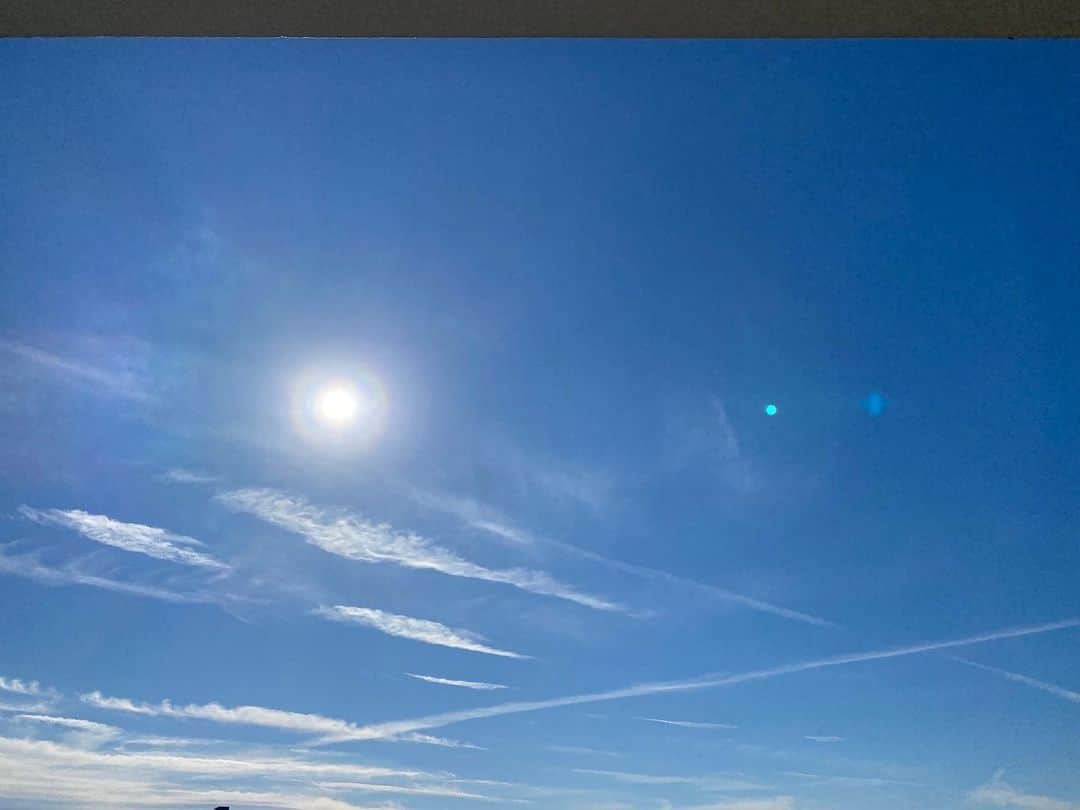木部さんのインスタグラム：「⁡ 　今日は飛行機雲✈️がたくさん見られました！ ⁡ 天気は下り坂なのかしら？🤔 ⁡ ⁡ ⁡ ⁡ ⁡ ⁡ ⁡ ⁡ #飛行機曇 #ひこうき雲 #青空　#冬の空#1月 #wintersky #bluesky💙 #contrail #january」