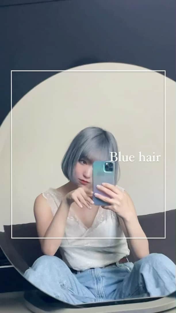 柊里杏のインスタグラム：「Blue hair💙」