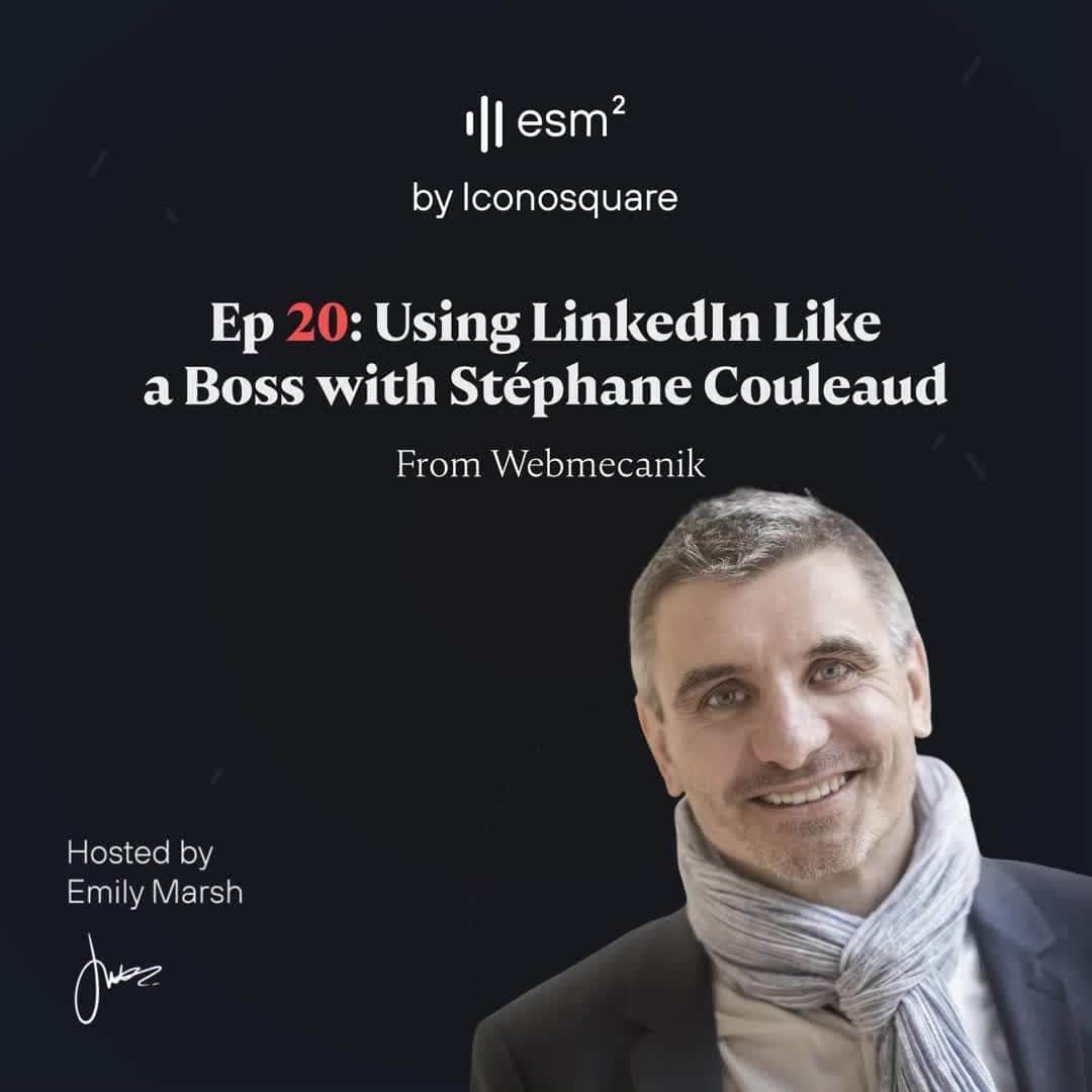 Iconosquareのインスタグラム：「💡 Discover this brand new episode of esm²! Emily find out about using LinkedIn like a boss with the help of the brilliant Stéphane Couleaud, CEO at @webmecanik ⚙️ . 👩🏻‍💻 Emily went searching for inside info on how the real experts use LinkedIn for business, and she found it! In this episode, Stéphane explains his need for the platform, and shares his secrets for efficiency and performance 😎  Find out for yourself by clicking on the link to listen to the full episode or search for esm² on Spotify, Google Podcasts, Apple Podcasts & Tune In! 📻 Link in the story and bio #Omnilink  #LinkedIn #LinkedIninfluence #contentmarketing #socialmediastrategy #marketing #socialmediacommunity #webmecanik #esm2 #iconosquare」