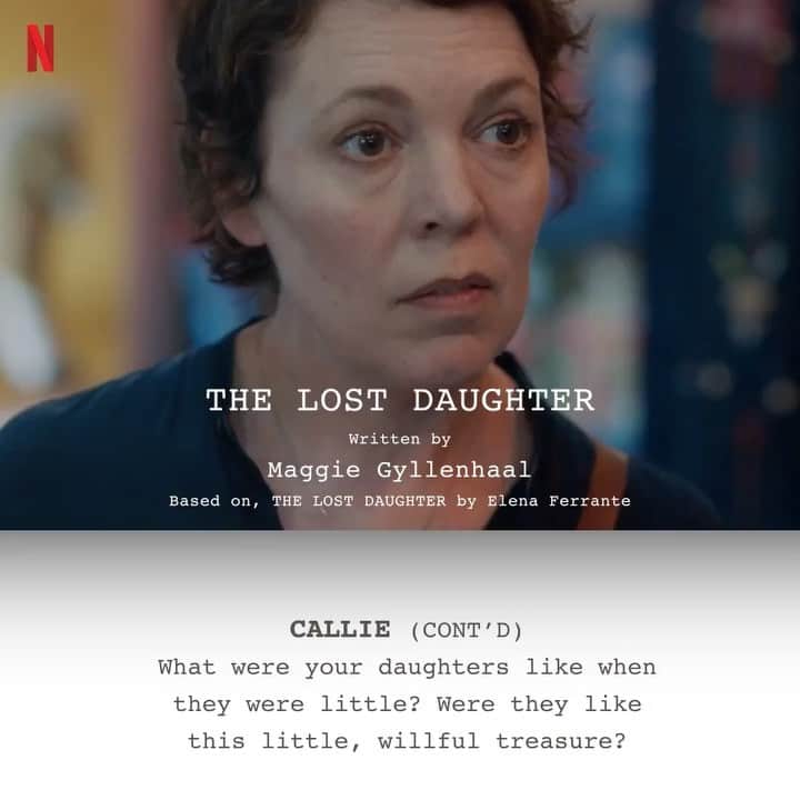 マギー・ジレンホールのインスタグラム：「From book to script to screen📝. Watch this exclusive clip of Academy Award® winner Olivia Colman as ‘Leda’ in #TheLostDaughter now.」