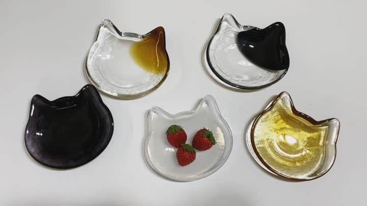 ikaoのインスタグラム：「またしても インスタの広告に負けてしまった。 もう完全にツボを押さえられてる。 惨敗です。 以前は靴下をストーリーズにUPしましたが 今回はガラス製の小皿😻 しかも、単品売りなのに 全5種とも買ってしまったよ😂」