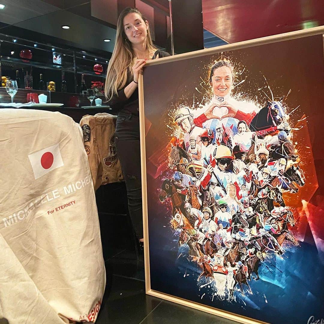 ミカエル・ミシェルのインスタグラム：「What a gift 🎁😱😍 Memories of the Japanese record 🇯🇵 Thank you so much to my husband and @artdesignstory_paris for this beautiful painting‼️」