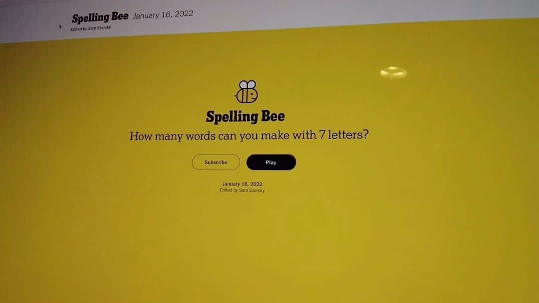 のインスタグラム：「#newyorktimes #spellingbee 16 Jan 2022」