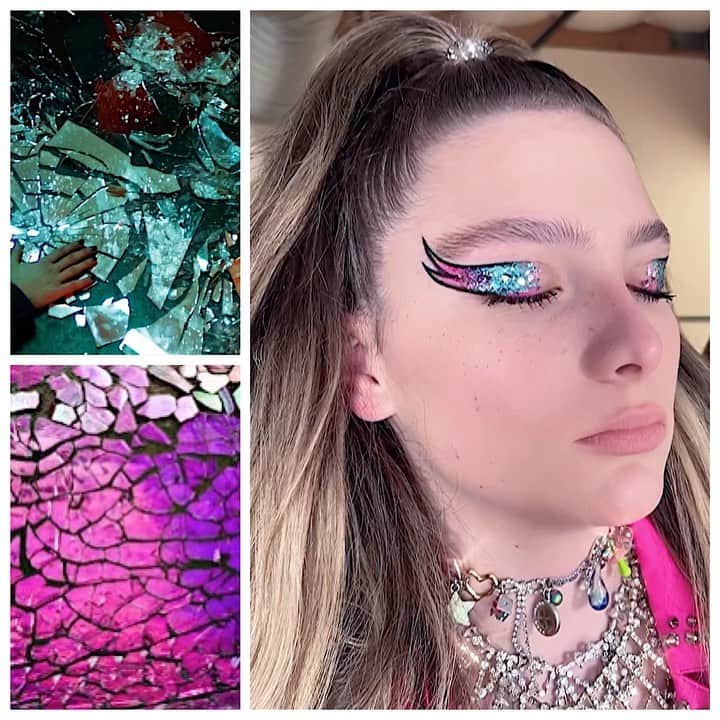 JO BAKERのインスタグラム：「G R A C E • G A U S T A D 🇺🇸 Shattered mirrored wings….. on #gracegaustad for her new video #pinkcaddilac 🩱🍬  Style @laura_sophie_cox  Hair @kyleeheathhair  Makeup by me #jobakermakeupartist 💋 #makeup #makeupartist #makeuplooks #makeuptutorial #makeupideas #makeupaddict #makeuplover #makeupjunkie」