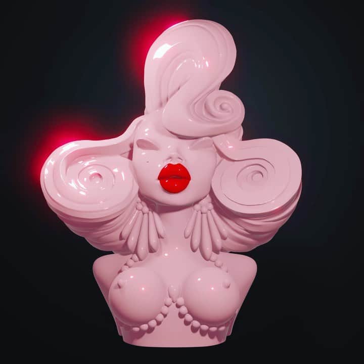 NARA YOUNのインスタグラム：「A beautiful collab project with @pidgindoll . I helped Art direct his sculpture of @amandalepore come to life in CG. 🙂♥️ With @emotique ‘s vision of the trailer and @alexgkotsifas knowledge of Blender it came out really beautiful 💄✨  I am told the limited edition busts have completely SOLD OUT ! ♥️ Congratulations @pidgindoll 🎉✨   #pidgindoll #amandalepore #pink #lips #blender #윤나라애니메이터 #윤나라애니메이션 #핑크 #art」