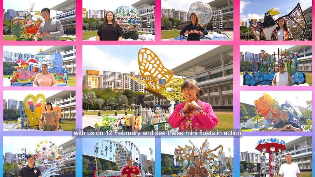 リー・シェンロンのインスタグラム：「1 day to Chingay50!   In the Chingay spirit, our community came together to create the 17 mini floats for this year’s Golden Jubilee celebration at @jewelchangiairport. Made of balloons and 3D art, these floats showcase the teamwork, creativity, and talent of 1,400 residents across Singapore.   The floats will form a vibrant parade tomorrow evening at 8pm. Do tune in at https://www.chingay.gov.sg! – LHL   @ChingaySingapore #ChingaySG2022  #OurChingay50  (Video by @peoplesassociation)」