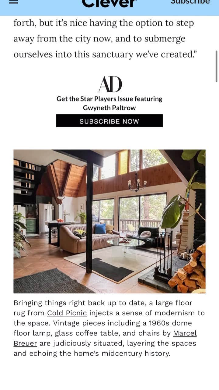 glorianotoのインスタグラム：「Thank you @archdigest / @getclever and @kate_lawson for this super sweet feature on our favorite place to spend our time . @the_geneva_aframe 🌲」