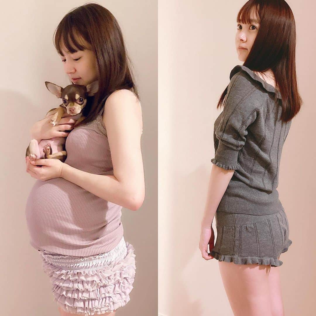 浜田翔子さんのインスタグラム写真 - (浜田翔子Instagram)「臨月→産後の体型 12日でこの違いは凄すぎる、、。  最高体重で54.6kgまでいき 退院してすぐの風呂上がり写真ですが ちゃんと三食食べても 48.4kgまで落ちました。 臨月の時はきっと私はスルスル落ちないだろうな〜と思ってたのでビックリ！！ 正月なのでお餅も沢山食べた🥰  この写真からも1ヶ月以上経ってるので又体重測ってみよかな。  ダイエット成功した写真みたいだ。  #産後のお腹」2月12日 15時40分 - shoko_hamada
