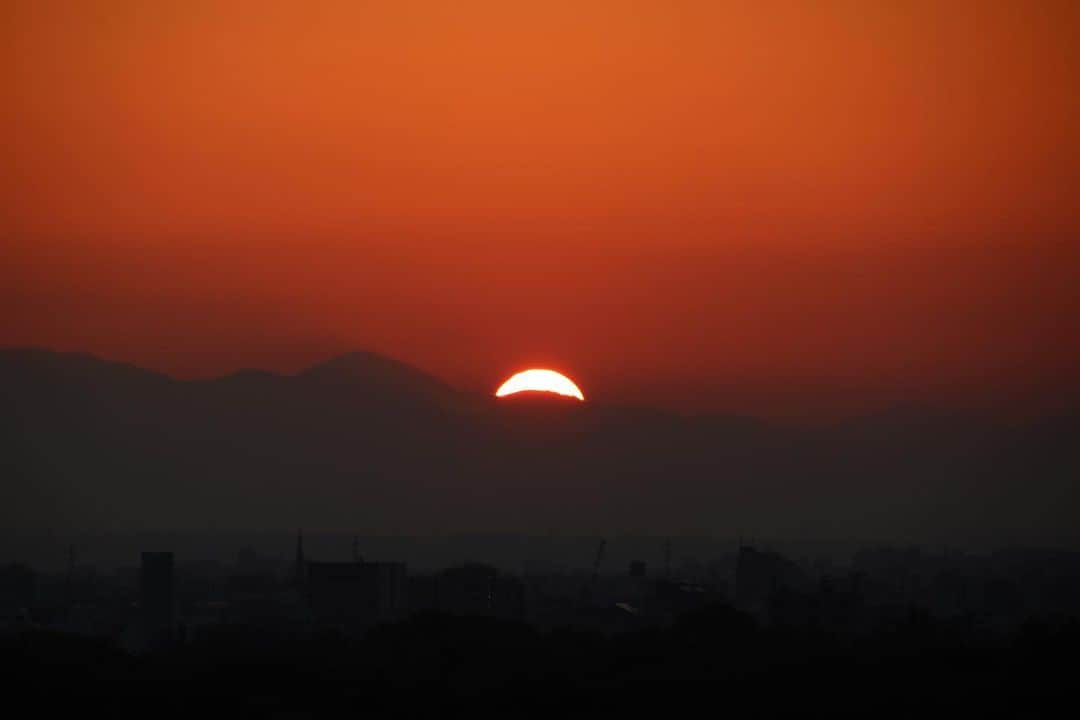 坂元美香さんのインスタグラム写真 - (坂元美香Instagram)「today's sunset 2022/02/14  仕事帰りに夜ごはんの買い物して 家に着いたら沈みかけた夕陽！ 昨日北海道から帰ってきて まだぜんぜん片付けしてないから 慌ててカメラ探して撮りました。 空が霞んでて空気があまり綺麗じゃないので そんなに眩しくない夕日です。  やっぱり私にとっては東京の方が寒い🥶❄️ 車生活じゃないから外を歩く時間が長くて そう感じるんだろうね。 今日も冷え切ったから鍋だな🙄  #sunsetphotobymikasakamoto  #sunset #夕陽 #夕日 #黄昏時 #夕焼け #tokyosky #やっぱり空が好き #イマソラ  #canonEOSKiss8i」2月14日 17時36分 - mika_saka