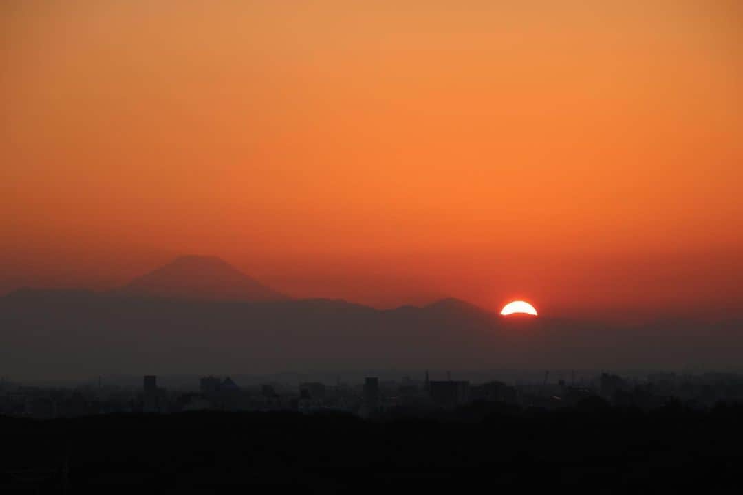 坂元美香さんのインスタグラム写真 - (坂元美香Instagram)「today's sunset 2022/02/14  仕事帰りに夜ごはんの買い物して 家に着いたら沈みかけた夕陽！ 昨日北海道から帰ってきて まだぜんぜん片付けしてないから 慌ててカメラ探して撮りました。 空が霞んでて空気があまり綺麗じゃないので そんなに眩しくない夕日です。  やっぱり私にとっては東京の方が寒い🥶❄️ 車生活じゃないから外を歩く時間が長くて そう感じるんだろうね。 今日も冷え切ったから鍋だな🙄  #sunsetphotobymikasakamoto  #sunset #夕陽 #夕日 #黄昏時 #夕焼け #tokyosky #やっぱり空が好き #イマソラ  #canonEOSKiss8i」2月14日 17時36分 - mika_saka