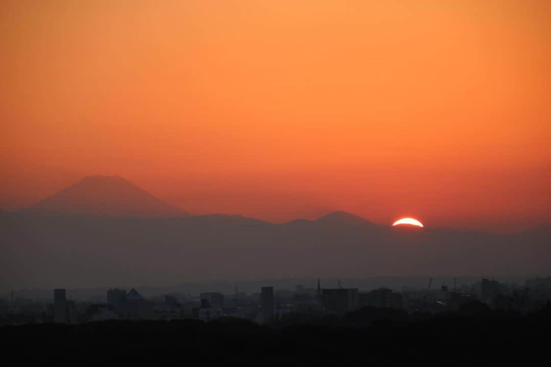 坂元美香さんのインスタグラム写真 - (坂元美香Instagram)「today's sunset 2022/02/14  仕事帰りに夜ごはんの買い物して 家に着いたら沈みかけた夕陽！ 昨日北海道から帰ってきて まだぜんぜん片付けしてないから 慌ててカメラ探して撮りました。 空が霞んでて空気があまり綺麗じゃないので そんなに眩しくない夕日です。  やっぱり私にとっては東京の方が寒い🥶❄️ 車生活じゃないから外を歩く時間が長くて そう感じるんだろうね。 今日も冷え切ったから鍋だな🙄  #sunsetphotobymikasakamoto  #sunset #夕陽 #夕日 #黄昏時 #夕焼け #tokyosky #やっぱり空が好き #イマソラ  #canonEOSKiss8i」2月14日 17時36分 - mika_saka