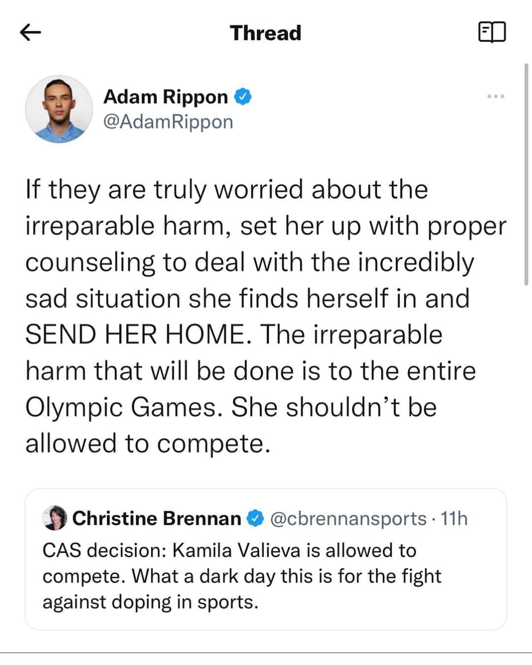 アダム・リッポンのインスタグラム：「A sad day for Olympic sports」