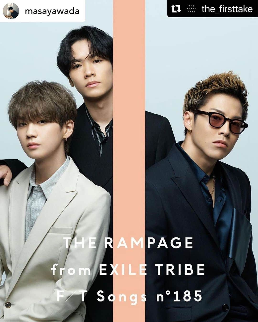 AILIのインスタグラム：「THE FIRST TAKE!!!!  Masaya Wada @masayawada と共に 楽曲提供させていただいた THE RAMPAGE from EXILE TRIBE "MY PRAYER"  思わず息をするのを忘れてしまうほど 聴き惚れてしまった3 vocals... Masayaの言う通り作家冥利に尽きるとはまさにこのことで。。素晴らしいパフォーマンスに生まれ変わってまた新たに聴けるなんて、、ホントに幸せです✨  XChangeの御三方、パーカッション野崎めぐみさんに大きな感謝を！！！  THE FIRST TAKEのMY PRAYER 皆様ぜひご覧ください🎬  much love @the_rampage_official   #Repost @masayawada THE RAMPAGE from EXILE TRIBE 「My Prayer」 THE FIRST TAKE  本当に素晴らしいパフォーマンスなのでぜひ見てください。誰か1人が目立つのではなく、3人が一緒に歌の世界を作り上げていて、ただただ最高です！こんなに素敵に歌ってくださって作家冥利に尽きます。  今回XChangeとして、編曲で再び関わる事ができて本当に感謝してます。めぐみちゃんかっこいいパーカッションをありがとう。  AILIがトラック制作したオリジナルもカッコいいからチェックしてね。  Lyrics: Masaya Wada Music: Masaya Wada & AILI @ailimusic   Arranged by XChange (Sho Kamijo, MANABOON & Masaya Wada) Chorus arrangement: Masaya Wada  Piano: MANABOON @manaboon0320  Guitars: Sho Kamijo @shokamijo  Percussions: Megumi Nozaki @meguminozaki_percussion   —  Hokuto, Kazuma & RIKU sang their hearts out, hats off to these 3 talented singers!   Me quito el sombrero ante estos chicos!Hokuto, Kazuma y RIKU cantaron con todo su corazón, y estoy agradecido como compositor/músico.  #Repost @the_firsttake with @withregram ・・・ ＿ 「THE FIRST TAKE」は、 一発撮りのパフォーマンスを 鮮明に切り取るYouTubeチャンネル。 ONE TAKE ONLY, ONE LIFE ONLY. 一発撮りで、音楽と向き合う。  ————————-  第185回は、16人組ダンス＆ヴォーカル・グループTHE RAMPAGE from EXILE TRIBEからヴォーカリストの #RIKU、#川村壱馬、#吉野北人 が初登場。壮大なラブバラード「MY PRAYER」をTHE FIRST TAKEだけのオリジナルアレンジで一発撮りのパフォーマンスを披露。  ————————-  Episode 185 welcomes RIKU, Kazuma Kawamura, and Hokuto Yoshino -- the three vocalists from the dance & vocal group #THERAMPAGE from EXILE TRIBE. 1 TAKE performance of their sincere love song ‘MY PRAYER’ in a special arrangement only for THE FIRST TAKE.  ————————-  photo by @kazuki_nagayama  #THEFIRSTTAKE @the_firsttake」