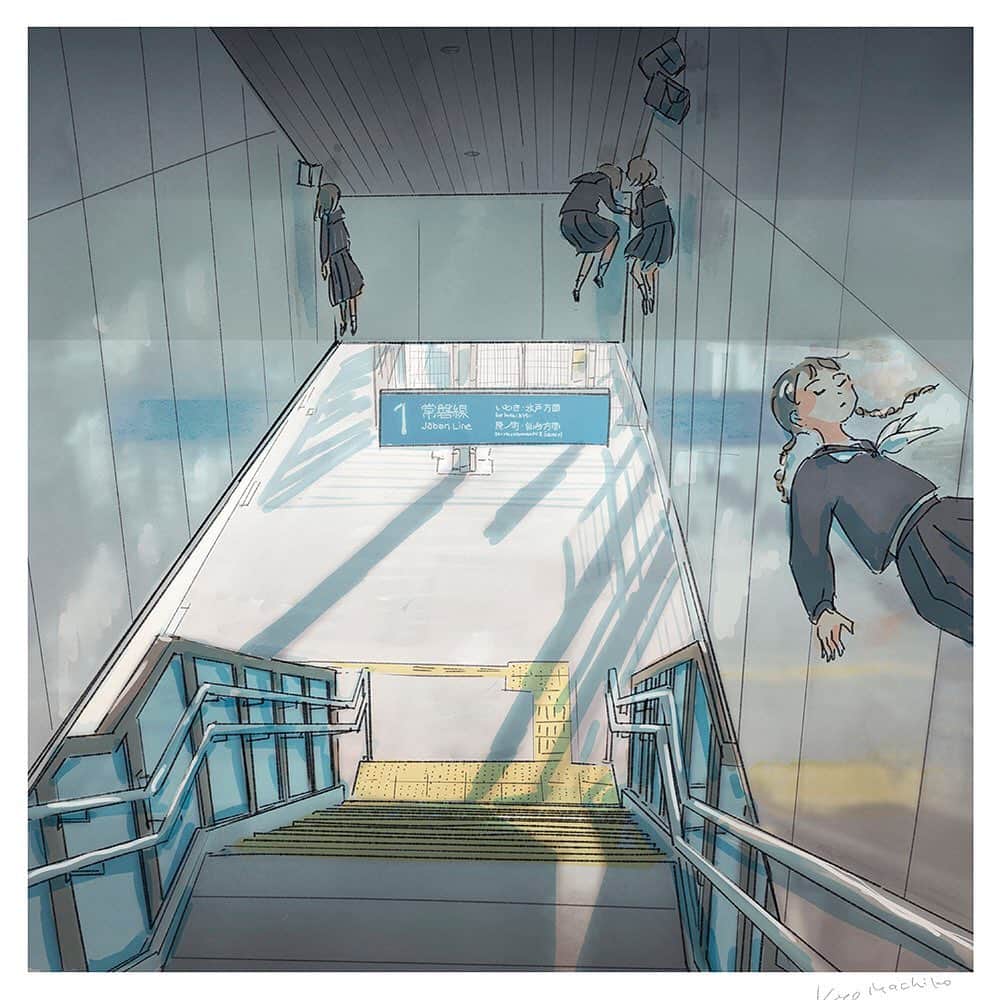 のインスタグラム：「January 22, 2022, Memories are lighter than air #StayHome / 2022年1月22日、思い出は空気より軽い  #今日マチ子 #kyomachiko  #manga #mangaart #mangadrawing #mangá #bandedessinee #bandedessinée #art #illustration #art #漫画 #マンガ #만화 #Cómic #shojo #Tebeos #fumetti #japan #駅 #station」