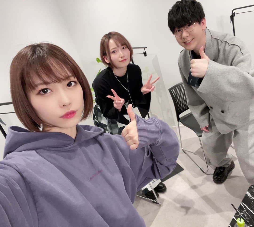 愛美のインスタグラム：「#MILGRAM #ミルグラム ついにコトコの収録、楽曲の裏話たっぷり出来て嬉しかったです！  天海ちゃん、今日もMILGRAM愛が溢れてて楽しかったし、花江さんかなりお久しぶりで嬉しかったです！実は同い年！  おふたりともありがとうございました！」