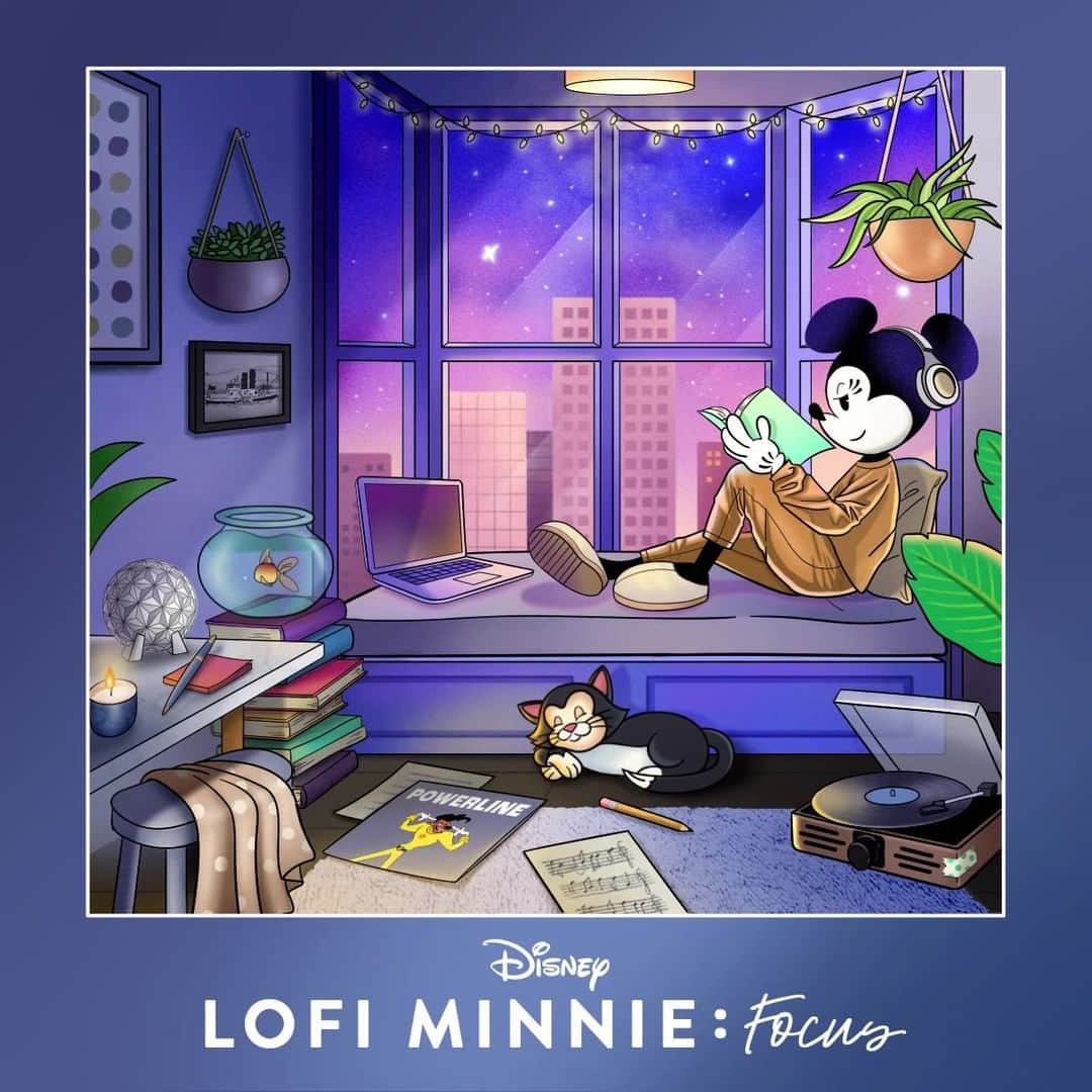 ミニーマウスのインスタグラム：「Get ready for a special album dropping this spring, Lofi Minnie: Focus! Minnie’s favorite Disney tracks reimagined by top Lofi artists will soon be available on all major streaming platforms 🎶 🎧 . What’s your favorite Disney song? #PolkaDotDay #LofiMinnie #Lofi」