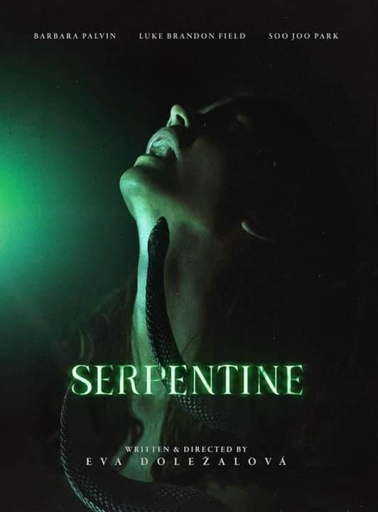 バルバラ・パルヴィンのインスタグラム：「The Snake God has arrived 🐍@realbarbarapalvin in lead role in SERPENTINE coming to you soon! Directed by @evavik.official   Also starring @lukebrandonfield @soojmooj  Official Partner @bulgari   Official Competition & screenings  @mammothfilmfestival FEB 5th 💚」