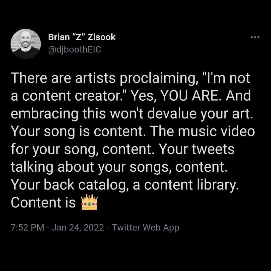 カインドネスのインスタグラム：「I just want to reassure other musicians that you don't have to feel beholden to current 'wisdom' in music. If you have strong feelings about anything - anything! - including the language you use for your art, that's your choice. Too many loud voices are making a living trying to convince you to *accept change* *diversify your income streams* *create a bond with your audience* - hell, they're not wrong if you want to secure some sort of conventional career in music. But all of this could be to the detriment of your mental health and your relationship with your art. The loudest voice of all should be telling you to make space for yourself to do it any way that feels right, and then to know the rare times to be flexible around that. And to simply enjoy making music, even to have ambitions for it (to make a Talking Book, a Cupid Deluxe, a When I Get Home), not to see each project as a production line of material for consumption.  A few years ago I felt like the music world had fragmented into islands, similar in appearance, but where completely different moral or artistic systems existed on each. Some islands are money motivated, some are community minded, others are uninterested in communicating with the outside world. That's all good, parallel systems and ethos seem healthy to me. The issue is when loud voices like the one in the tweet above are all you seem to hear in your artistic world, telling you you're wrong. Just remember it's a voice from another island, and in all likelihood they're only describing the conditions where they are.  Strength to the music makers ❤️」