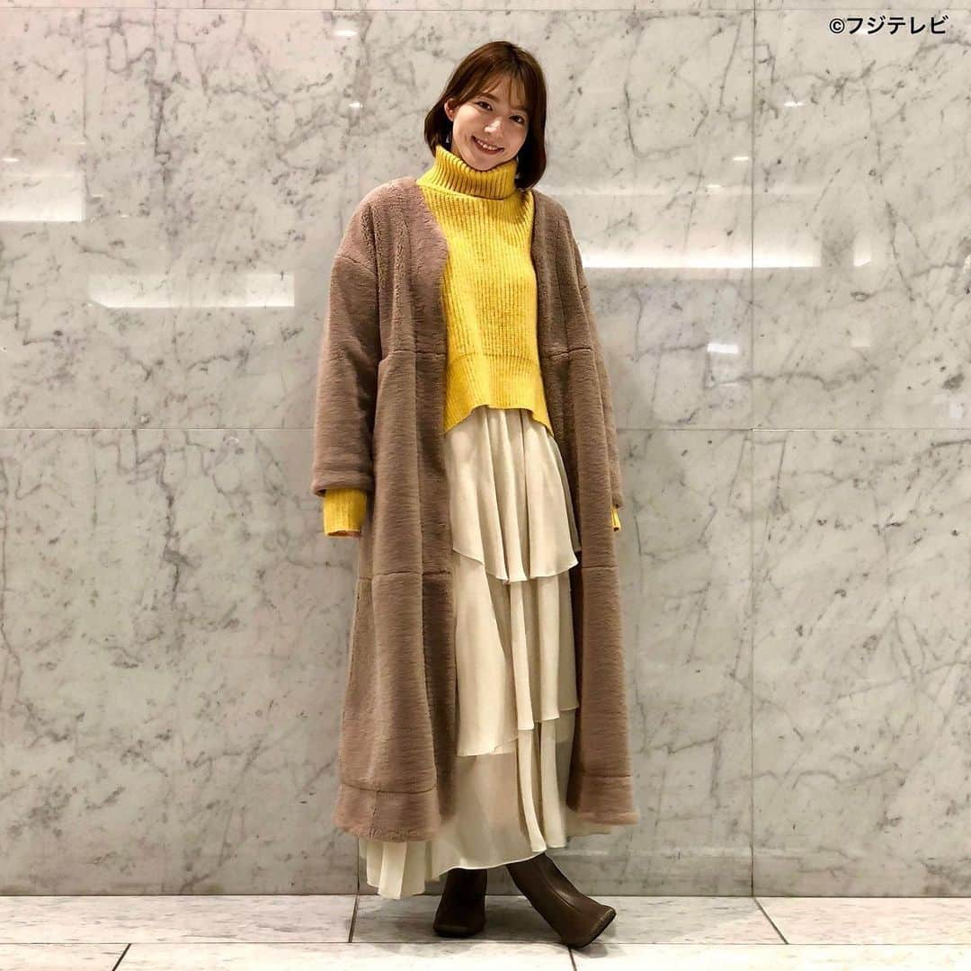 フジテレビ「めざましテレビ」さんのインスタグラム写真 - (フジテレビ「めざましテレビ」Instagram)「ファッション雑誌CanCamとコラボした お天気コーナー「きょう何着て行く？」 阿部華也子の毎日のコーデを紹介♪  1月26日（水）  【今日のコーデ】　 ・コート→ @styledoor_official 　２万４２００円 ・ニット→ @vis_jp  ３６３０円 ・スカート→ @anuans.official  １万８６７８円 ・靴→ @kobe_lettuce  ３３００円 ・イヤリング→ @phoebe_official  ４１８０円    【コーデのポイント】 春に向けて🌱鮮やかなきれい色がブーム🥳 中でもイエローは、明るくHAPPY感たっぷりに 見せてくれます❣️ ベージュ系のアイテムと馴染ませるように コーディネートすると、取り入れやすくて🙆‍♀️  #めざましテレビ #きょう何着て行く？ #阿部華也子 #今日のコーデ #コーデ #CanCam #今日のファッション#ootd #きょう何着て行く？は月〜金朝6時22分ごろ放送📺 #スタイリストたなべさおり #かやちゃん #きれいめコーデ #きれいめカジュアル #大人コーデ #冬コーデ #オフィスカジュアル #上品コーデ #アナウンサー衣装」1月26日 16時53分 - mezamashi.tv