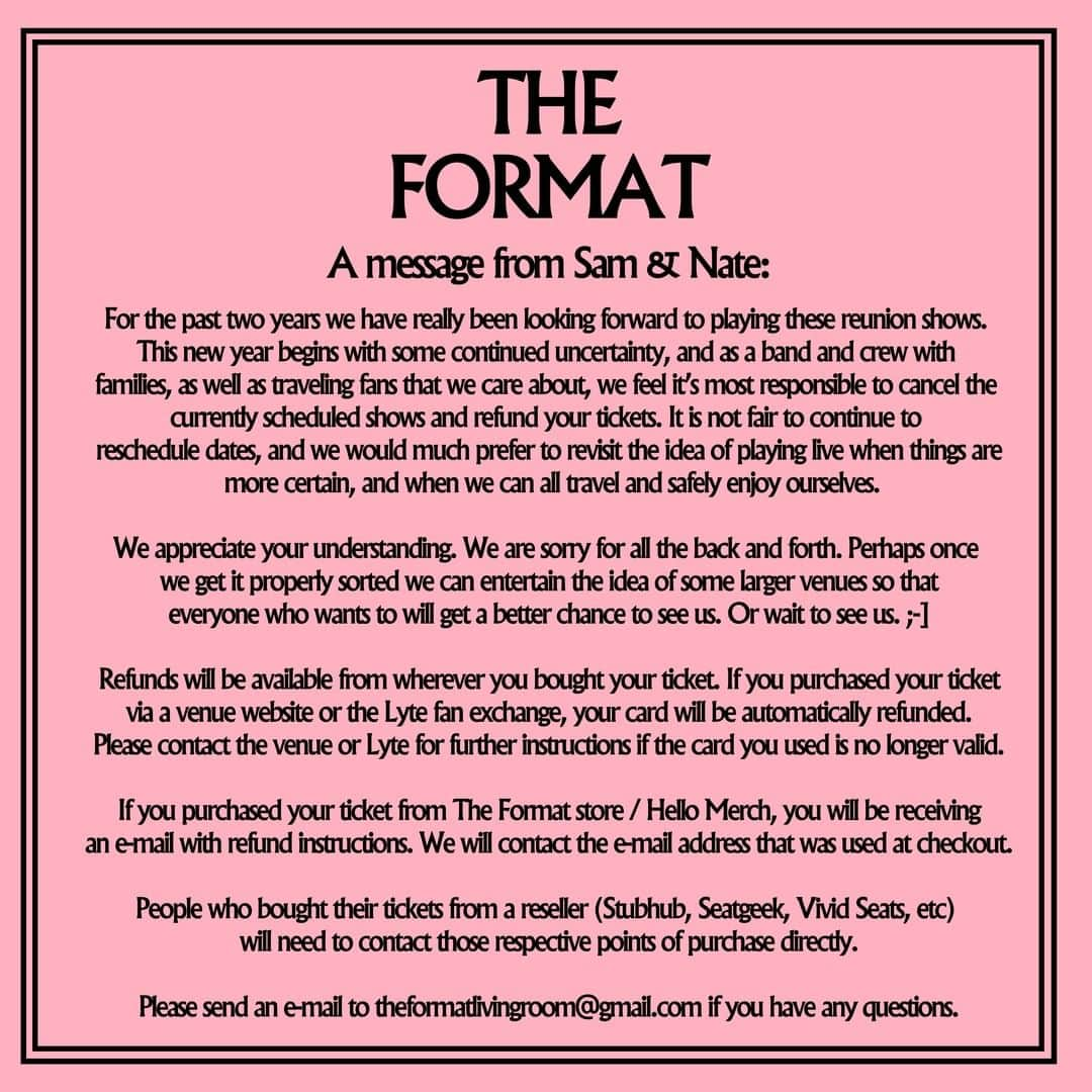 ネイト・ルイスのインスタグラム：「An update on @theformat shows...」