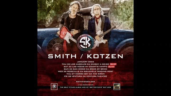 エイドリアン・スミスのインスタグラム：「Smith/Kotzen will play their last 2 shows in the US tonight and tomorrow!  Last chance to grab tickets (also available on the door) - SmithKotzen.com  #SmithKotzen #RichieKotzen #AdrianSmith」