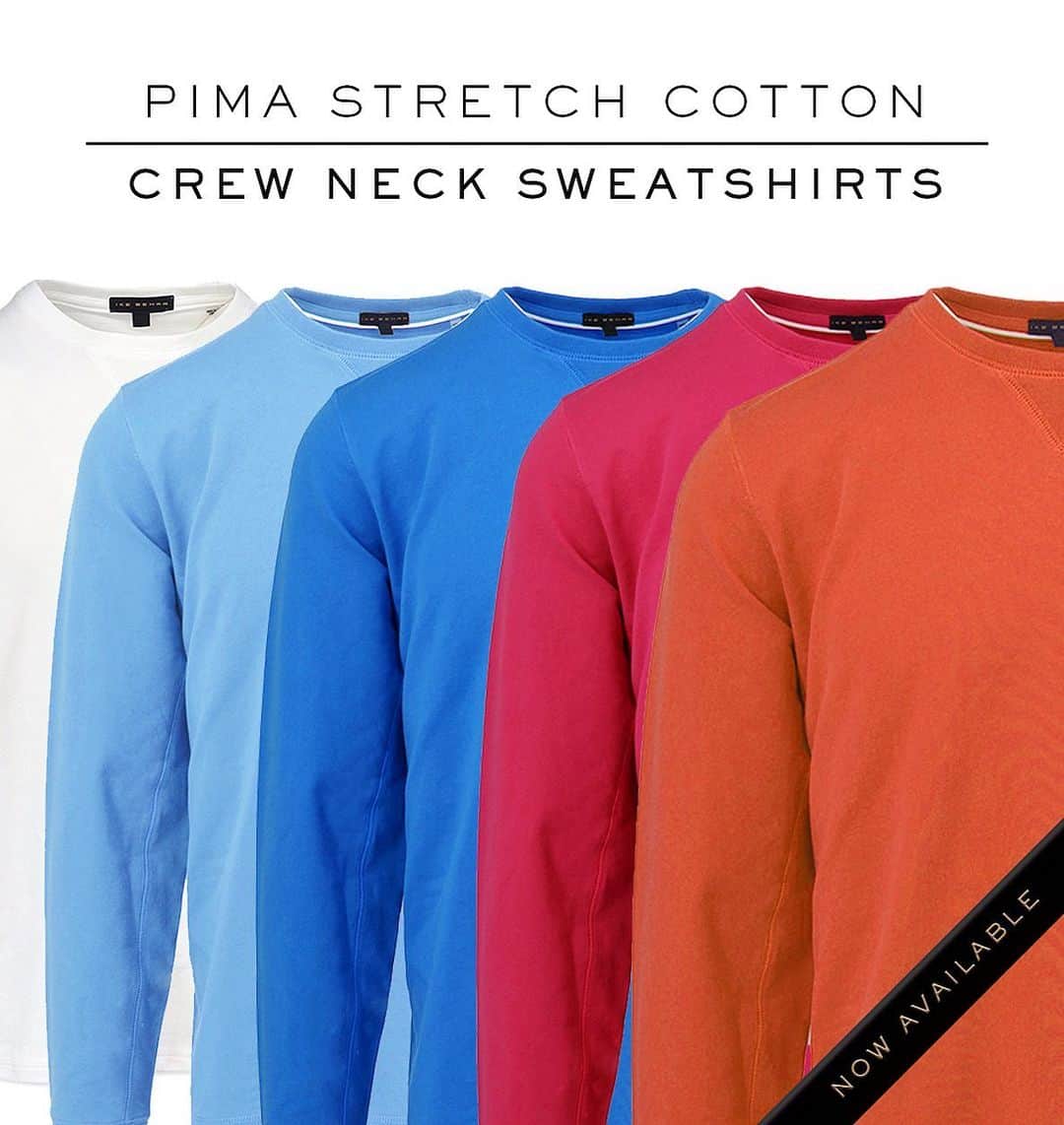 アイクベーハーのインスタグラム：「NEW ARRIVALS. You’ve got to feel our new stretch pima cotton sweat shirts to believe just how comfortable they are. Now available at Ike Behar Charleston at @charlestonplaceshops and at Ikebehar.com. . . . . . .  #menswear #pimacotton #ultrasoft #sweatshirt #ikebeharstyle #mensfashion #chs #charleston」