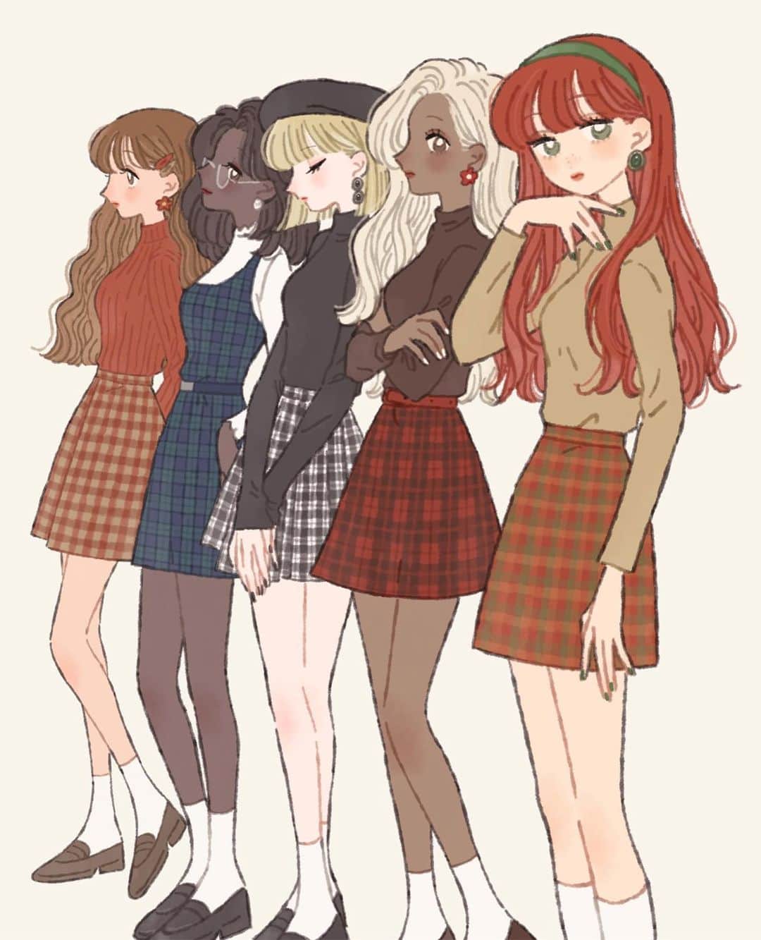 たなかのインスタグラム：「👭 #illustration」