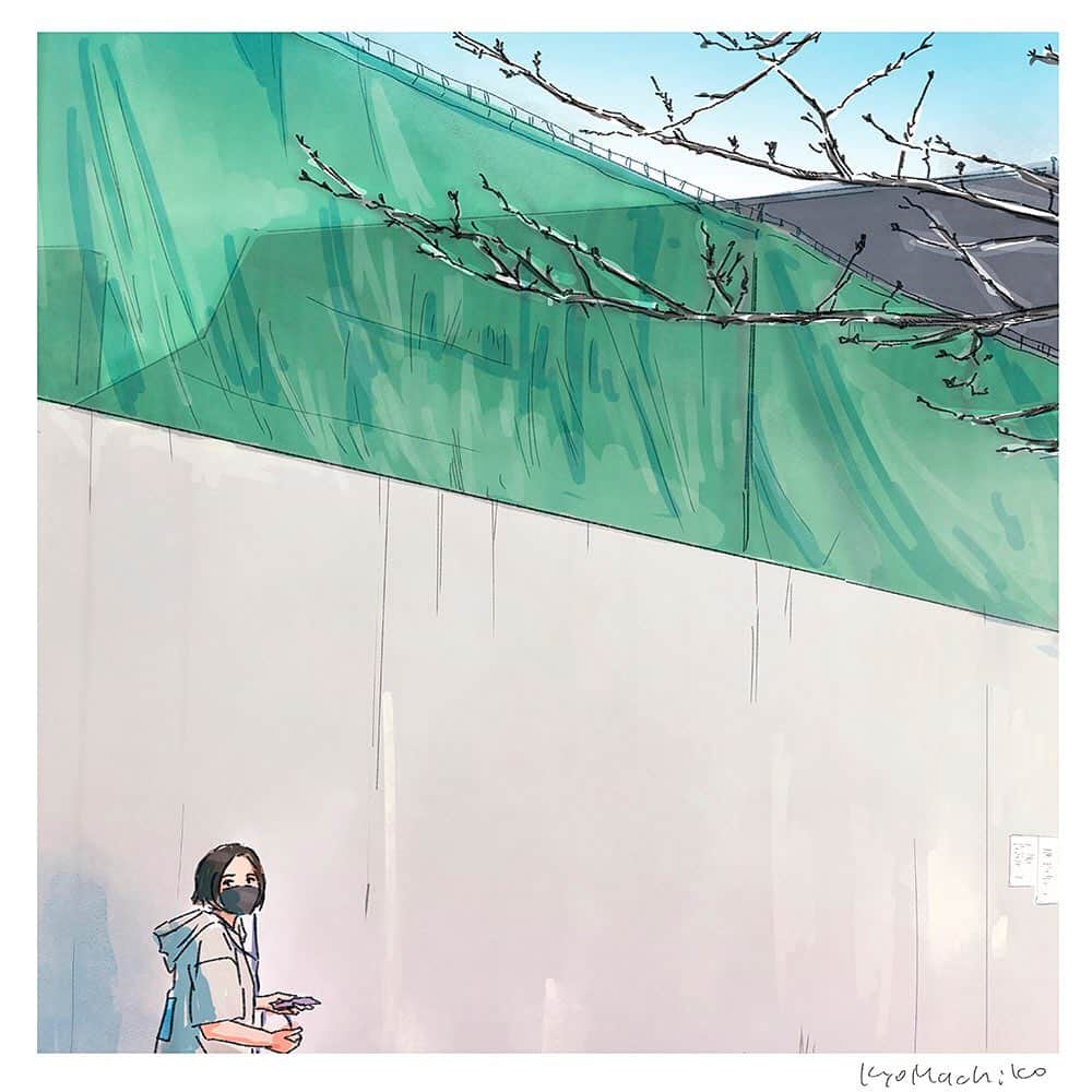 のインスタグラム：「January 28, 2022, swelling cherry blossoms / 2022年1月28日、膨らむ桜 #StayHome   #今日マチ子 #kyomachiko  #manga #mangaart #mangadrawing #mangá #bandedessinee #bandedessinée #art #illustration #art #漫画 #マンガ #만화 #Cómic #shojo #Tebeos #fumetti #japan #桜 #cherryblossom」